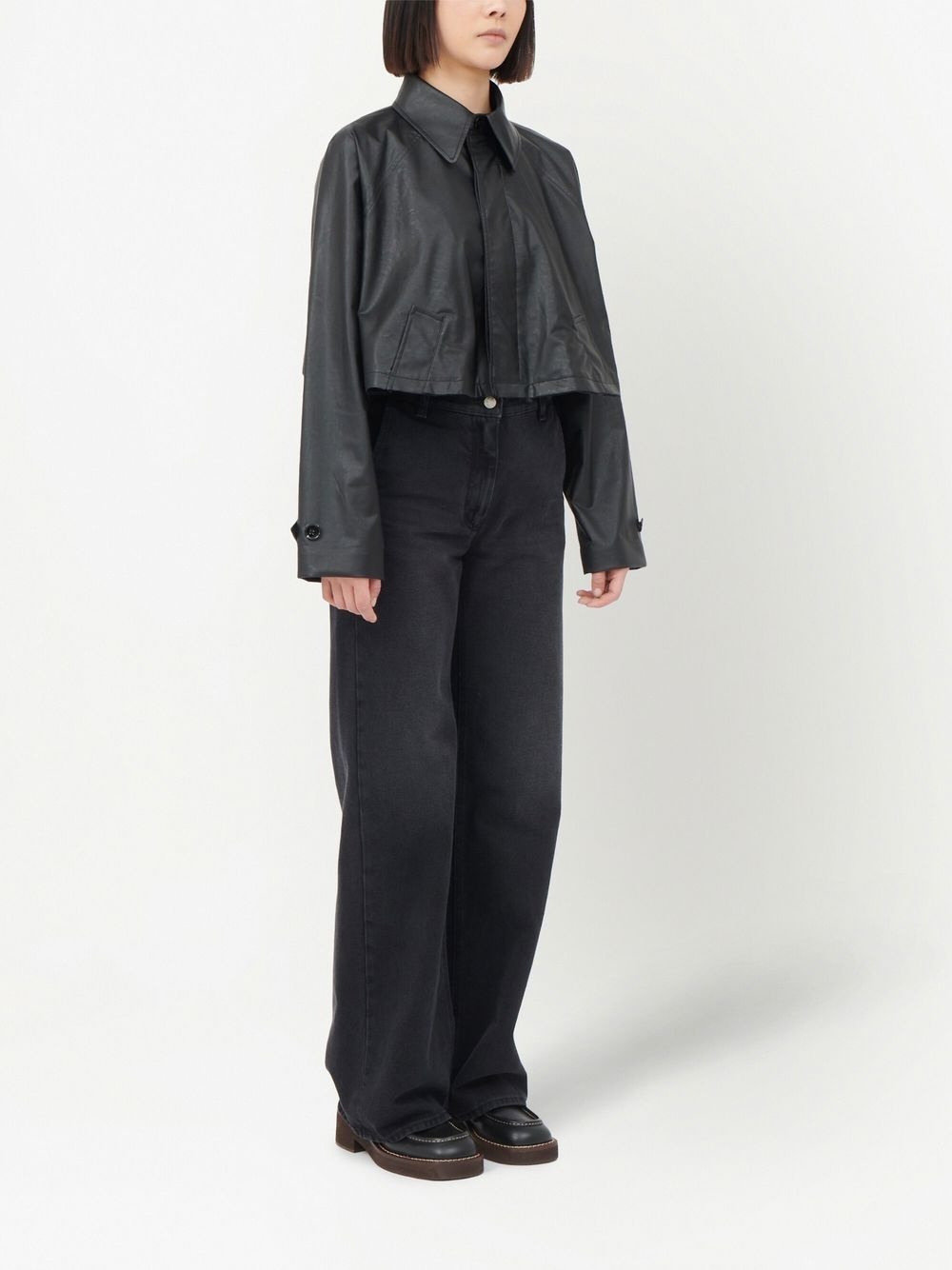 faux-leather cropped jacket - 3