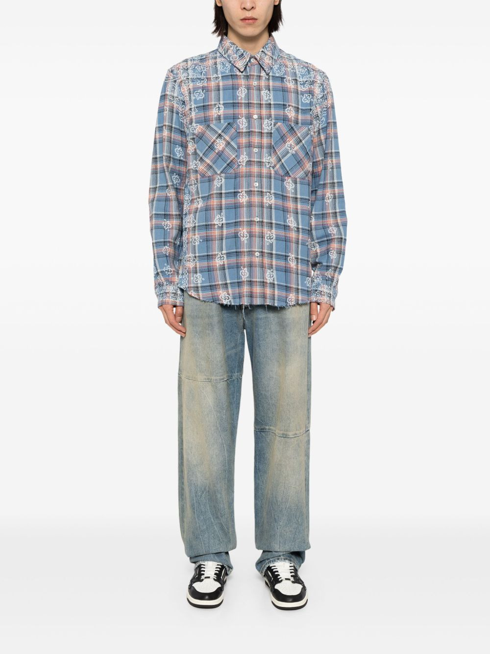 check-pattern cotton shirt - 2