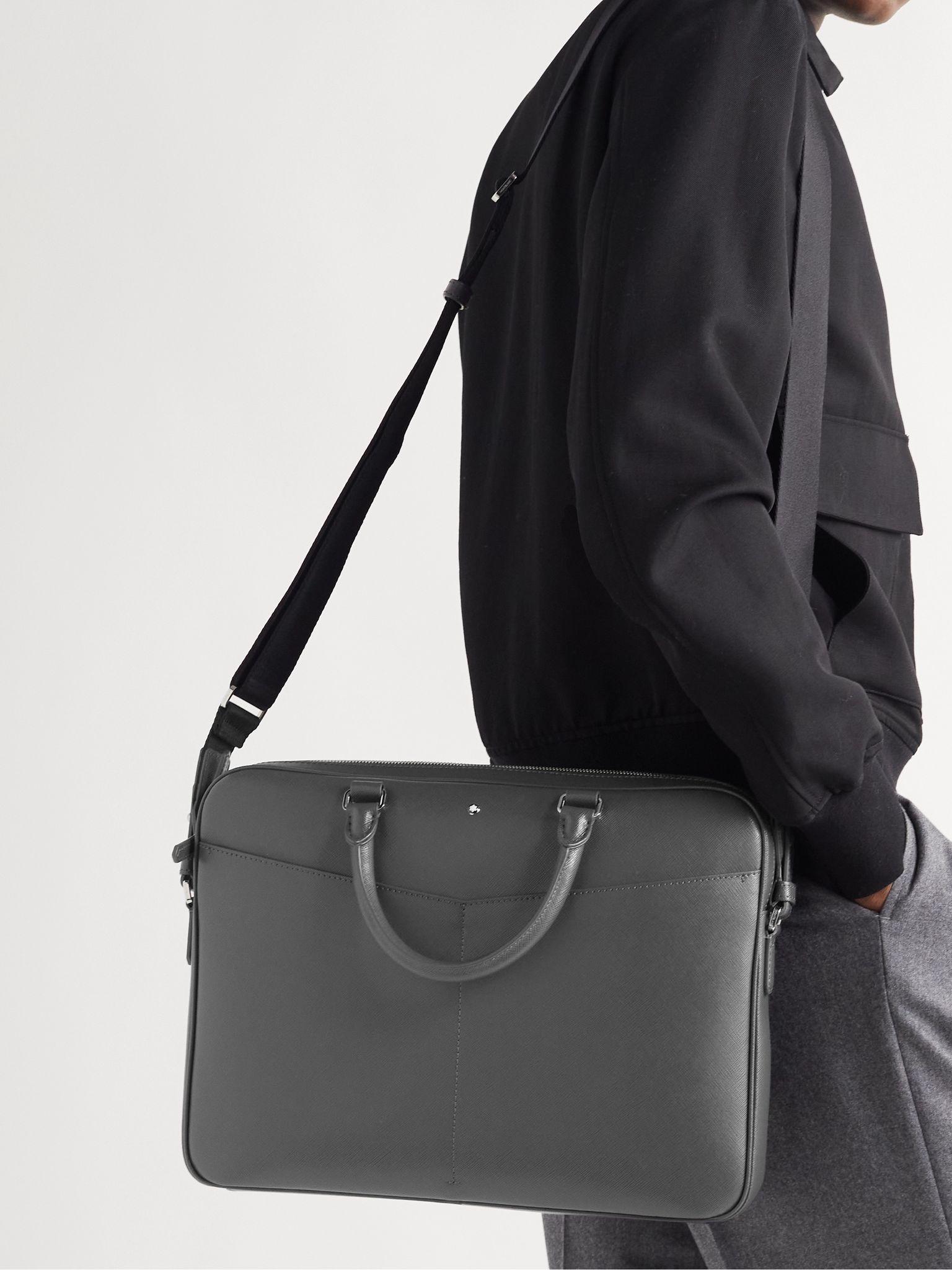 Sartorial Ultra-Slim Cross-Grain Leather Briefcase - 6