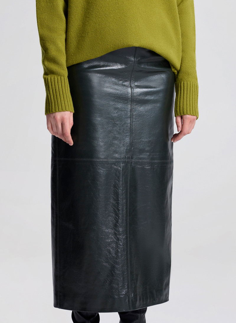 Marta Glossy Leather Midi Skirt 4