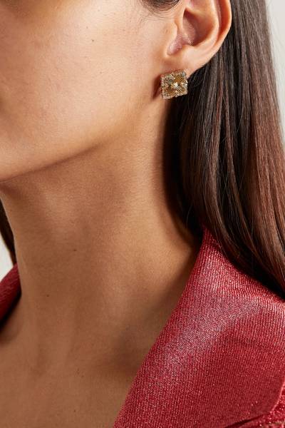 Buccellati Opera Tulle 18-karat gold enamel earrings outlook