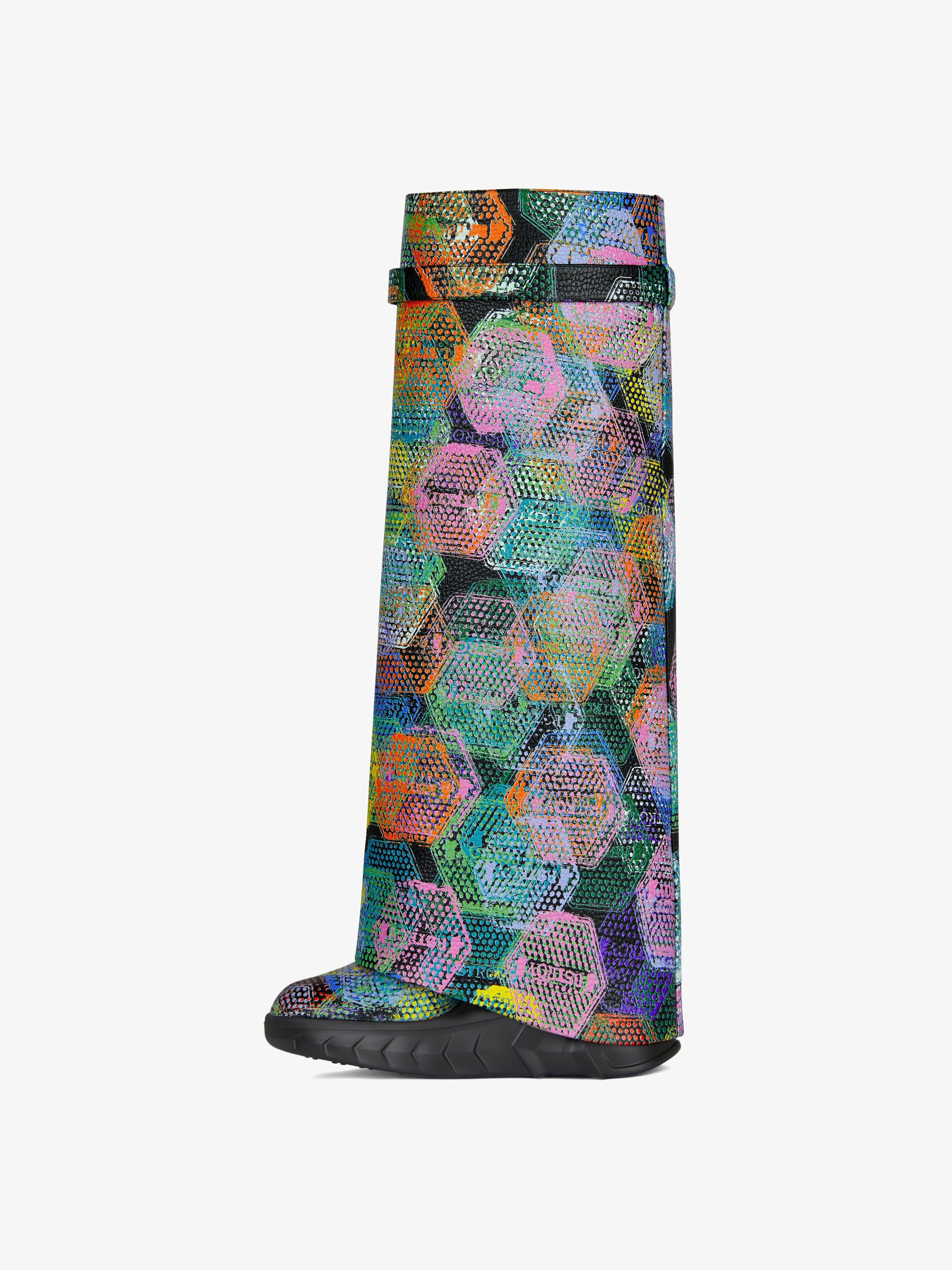 SHARK LOCK BIKER BOOTS IN PRINTED GRAINED LEATHER - 3