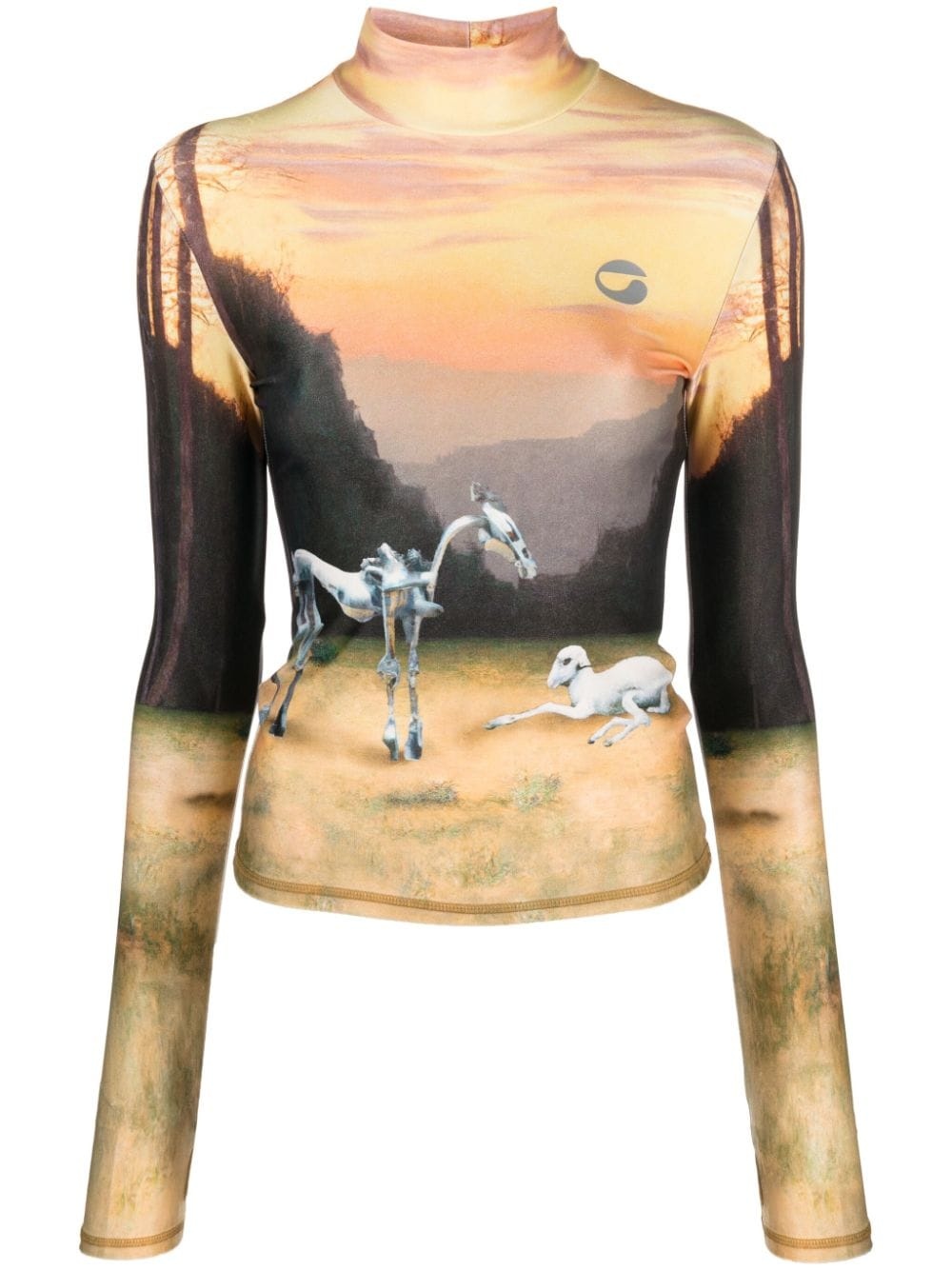 graphic-print high-neck top - 1