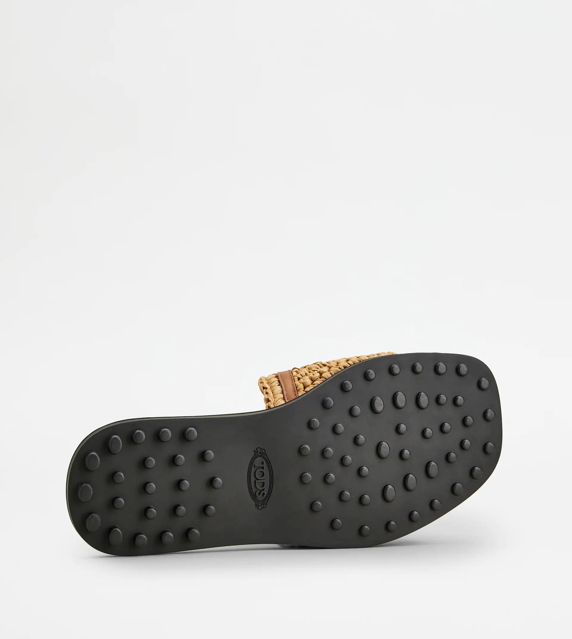 SANDALS IN RAFFIA AND LEATHER - BROWN - 3