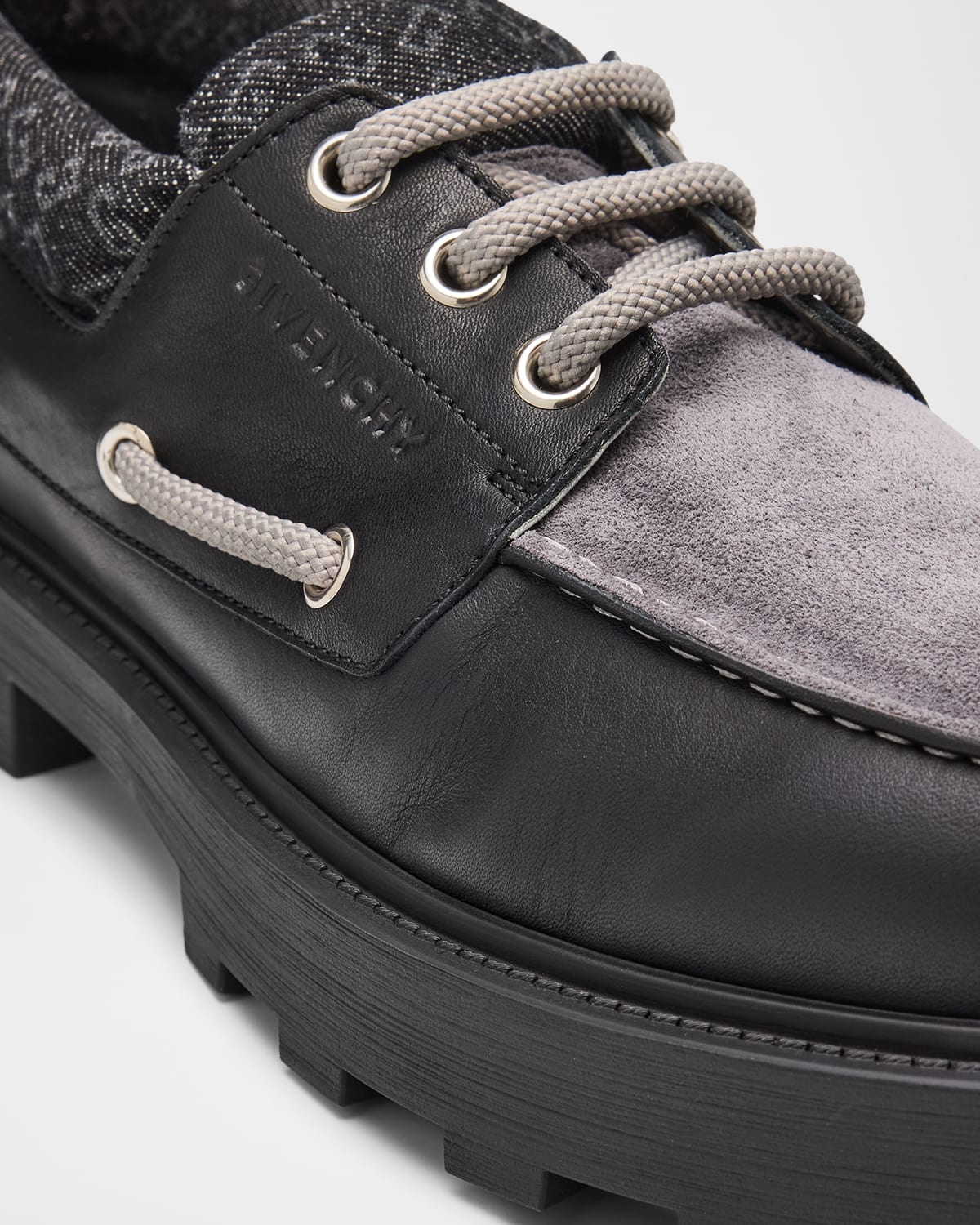 Men's Storm Leather, Suede, and Denim Boat Shoes - 6