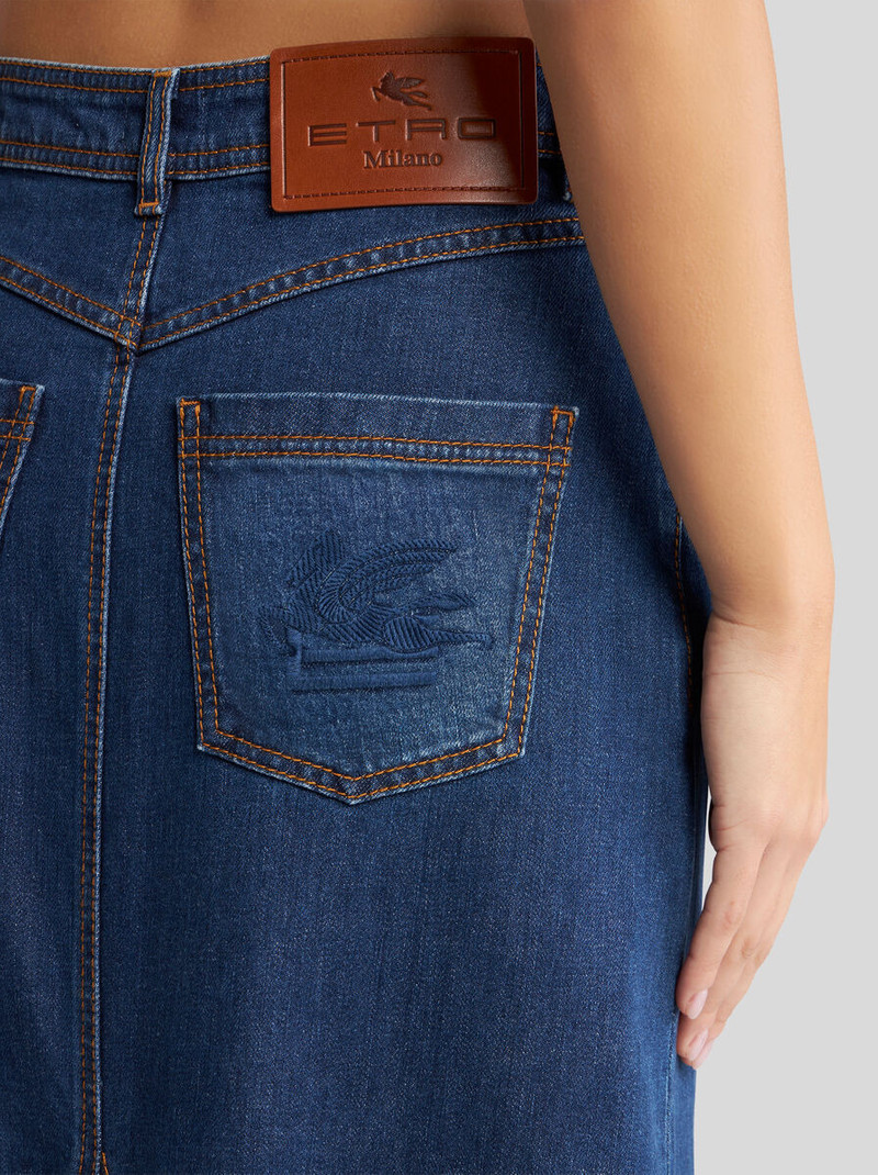 Etro DENIM SKIRT WITH EMBROIDERED REAR LOGO outlook