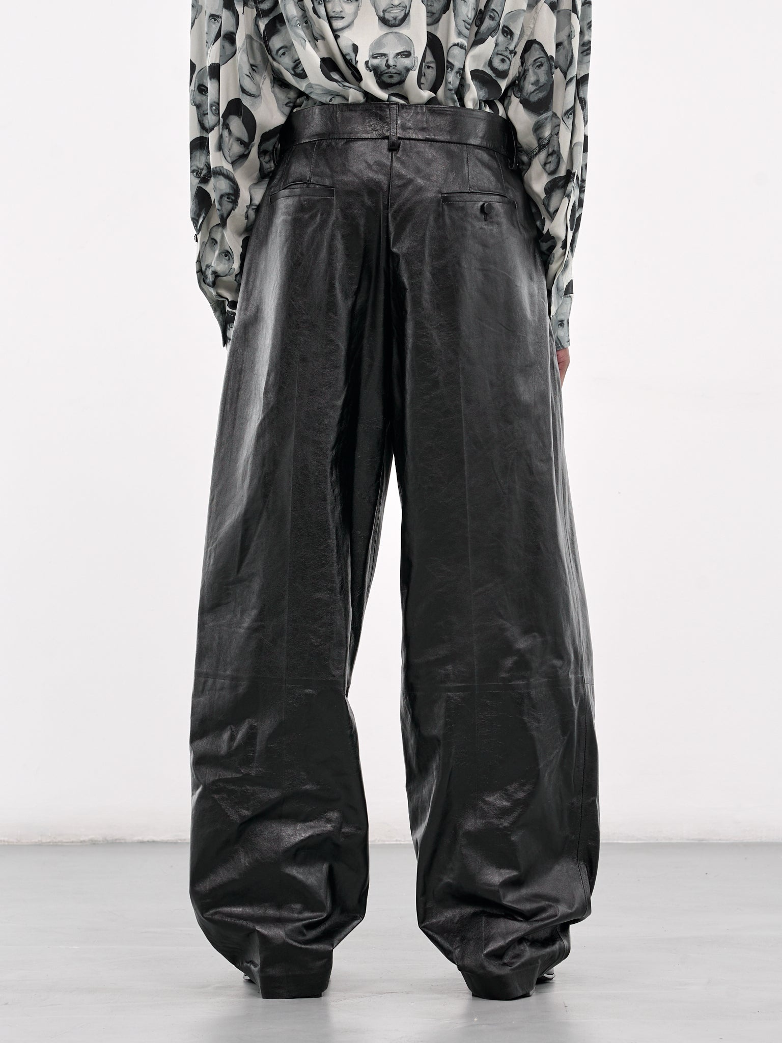 Wide Leg Leather Trousers - 3