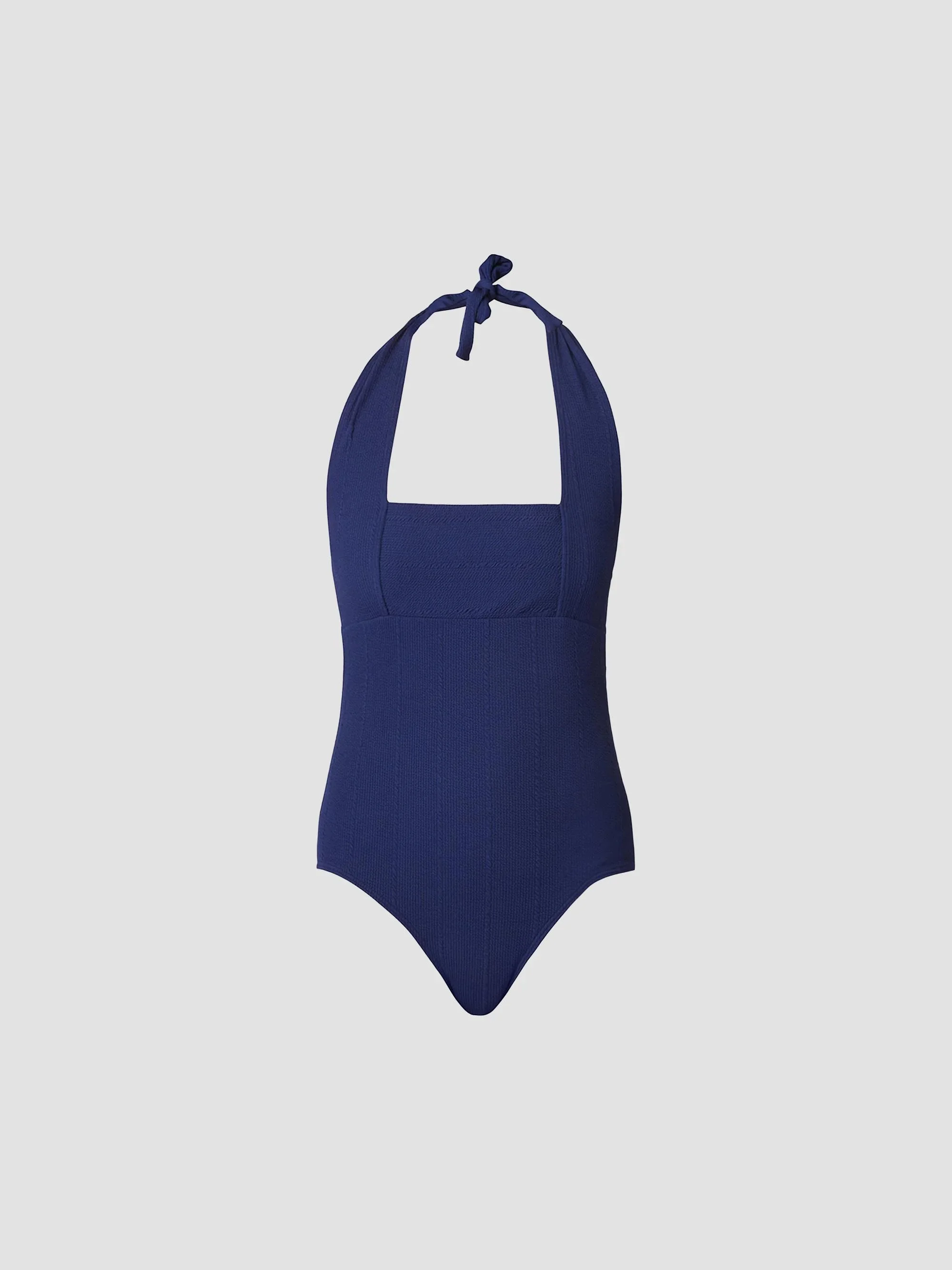 Women's Retro Halter One-Piece Swimsuit - Navy - 1