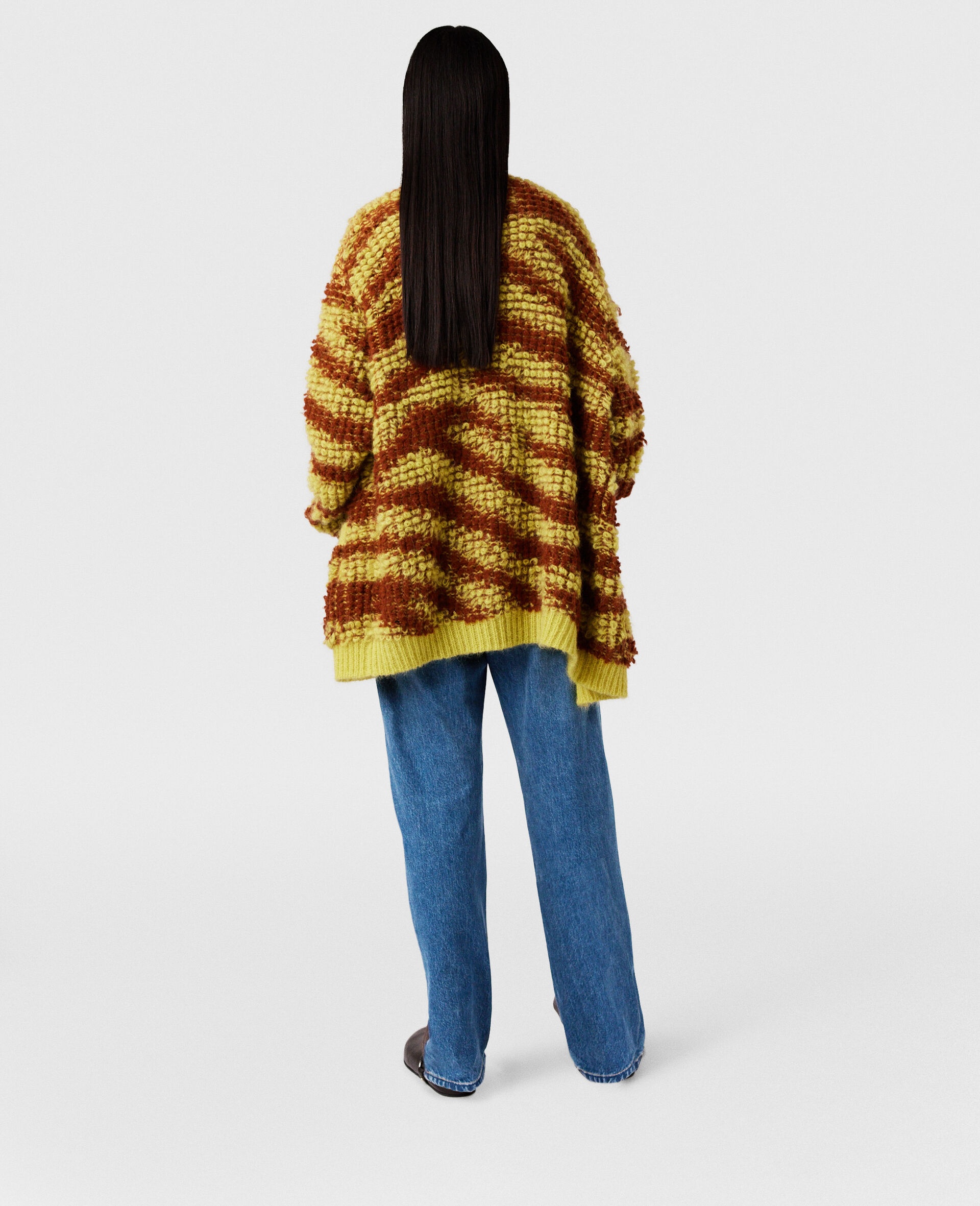 Tiger-Pattern Bouclé-Knit Cardigan - 3