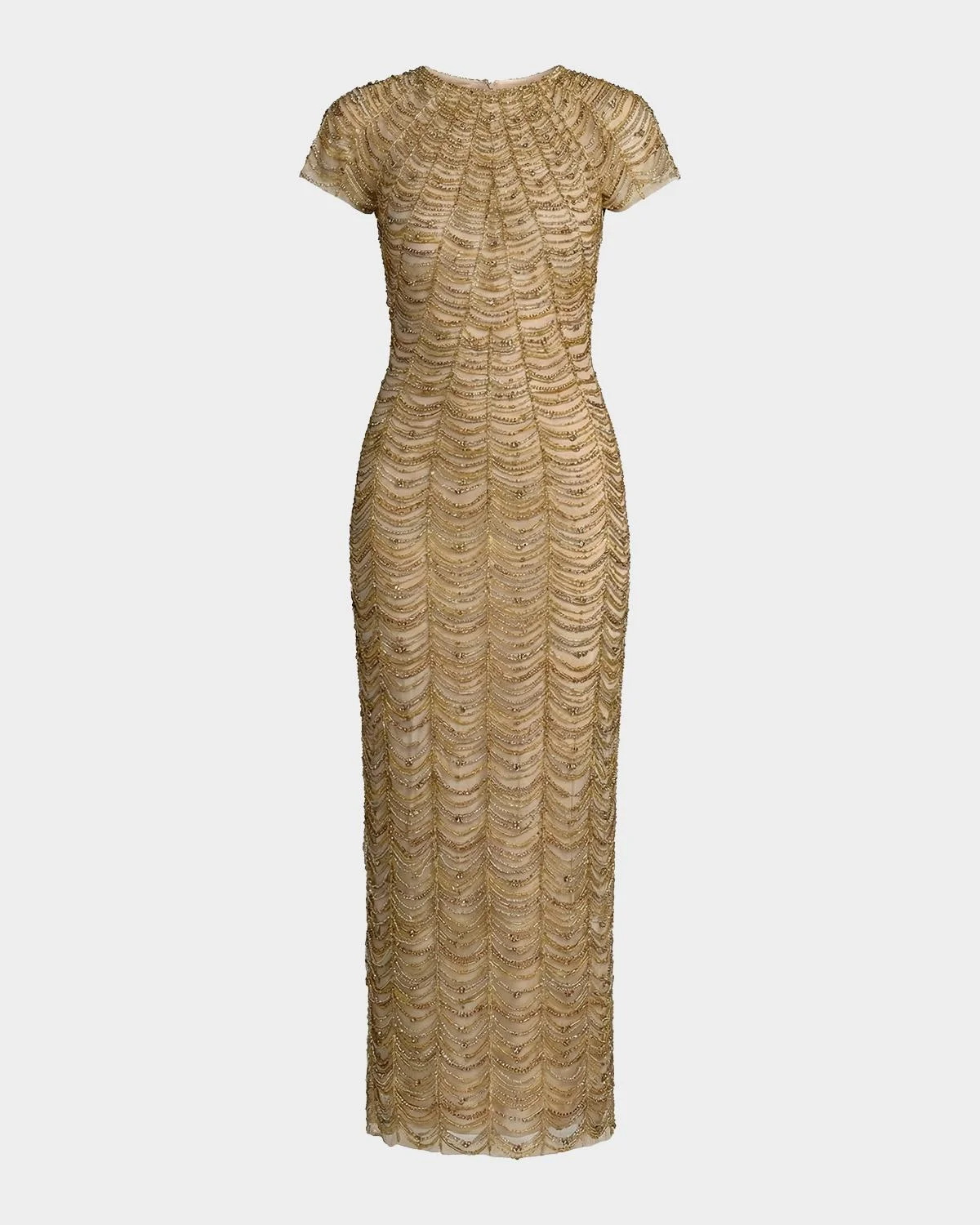 Bead & Rhinestone Bodycon Midi Dress - 1
