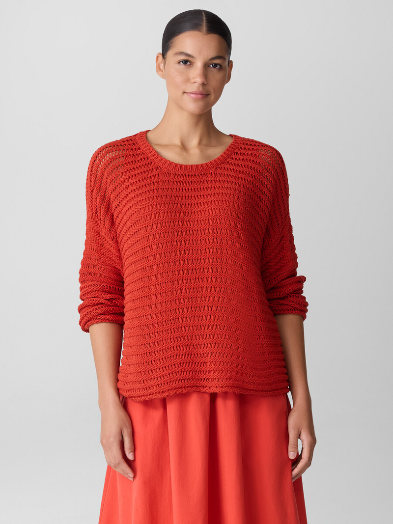 EILEEN FISHER Peruvian Organic Cotton Cord Crew Neck Top outlook