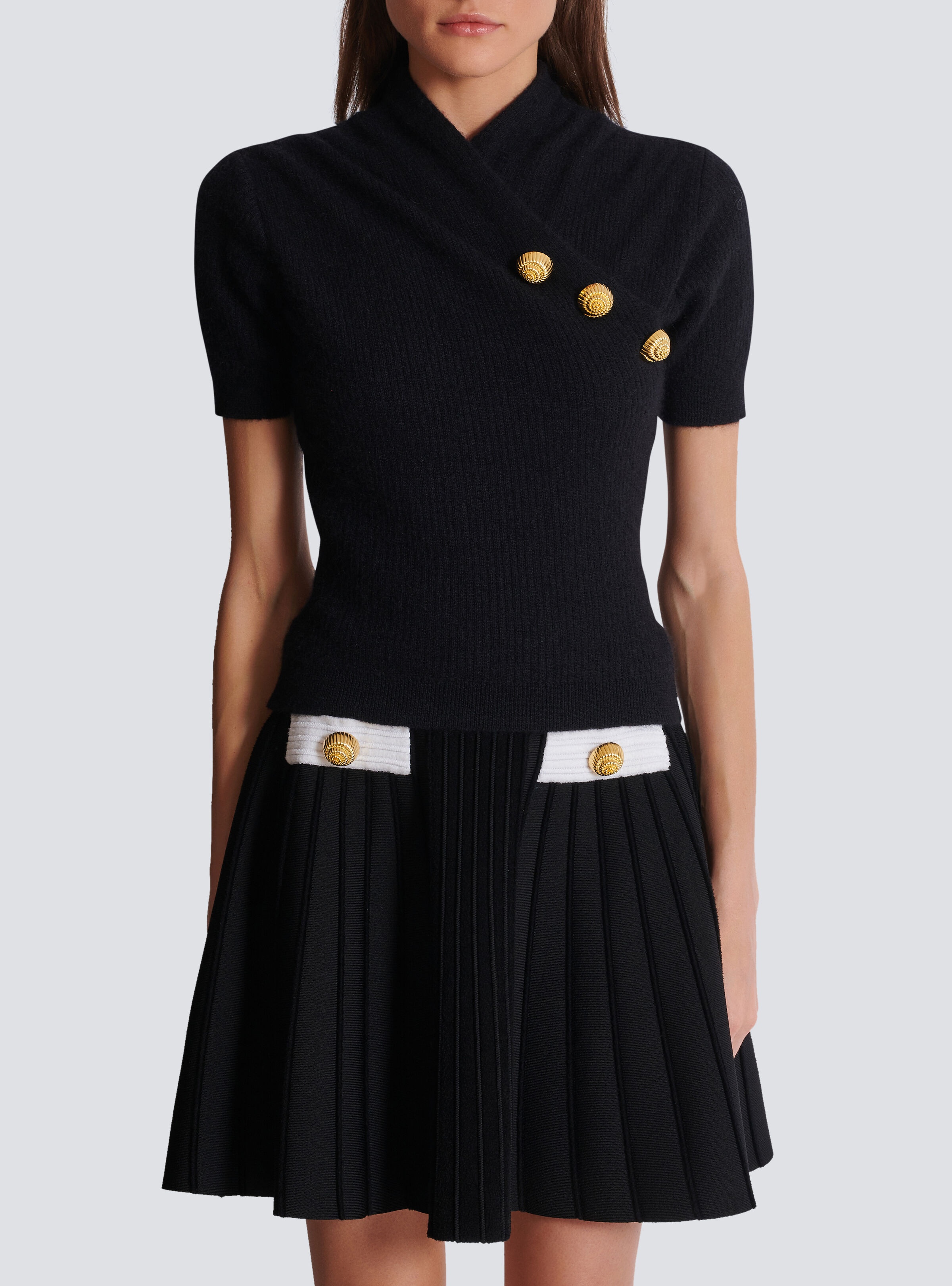 Mohair wrap top with buttons - 5