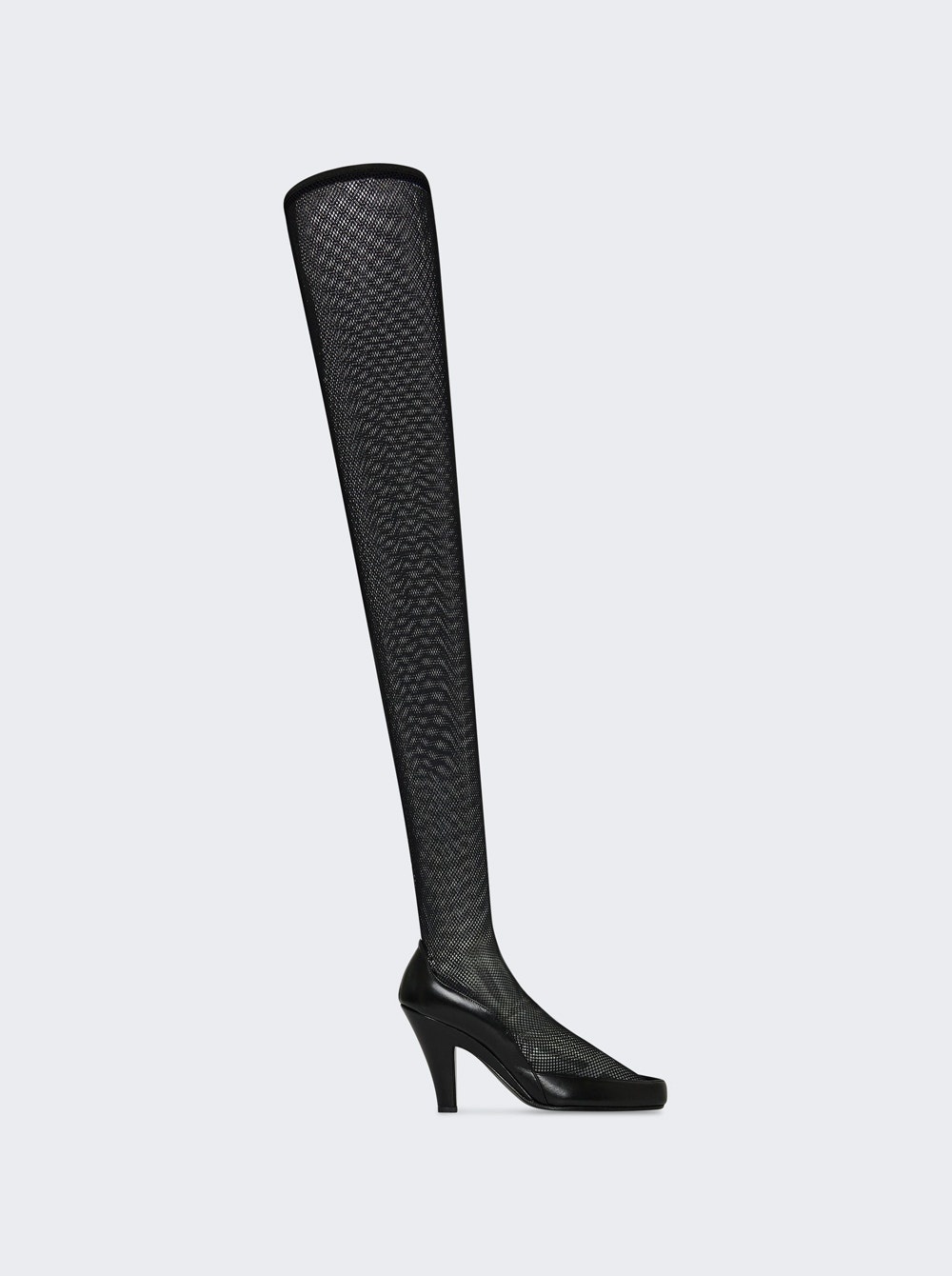 Sock Pump in Leather and Mesh Black - 1