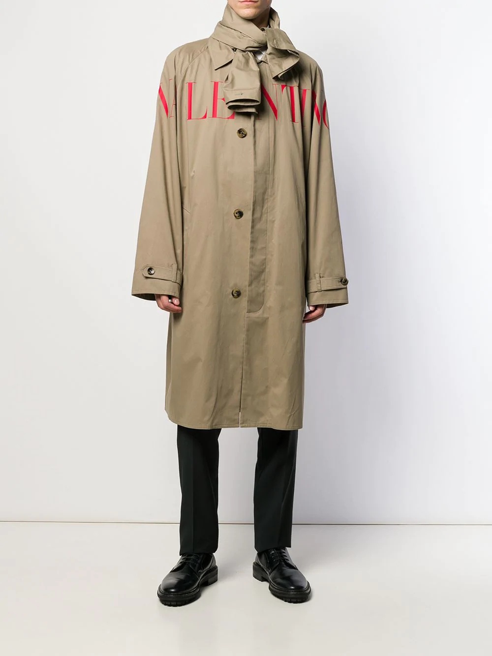 printed logo trench coat - 2