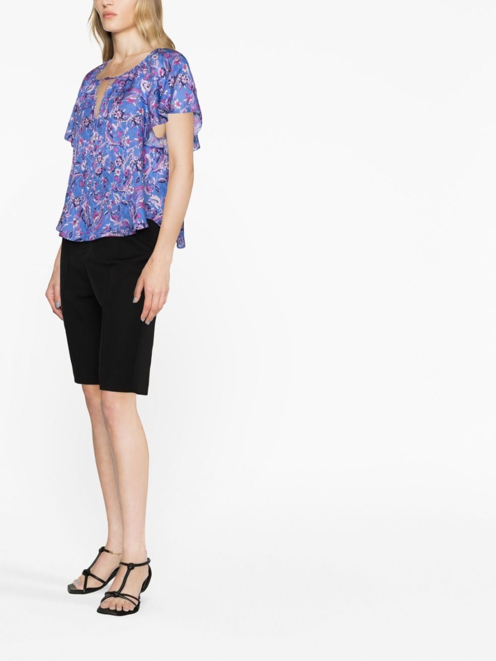 floral-print short-sleeve blouse - 4