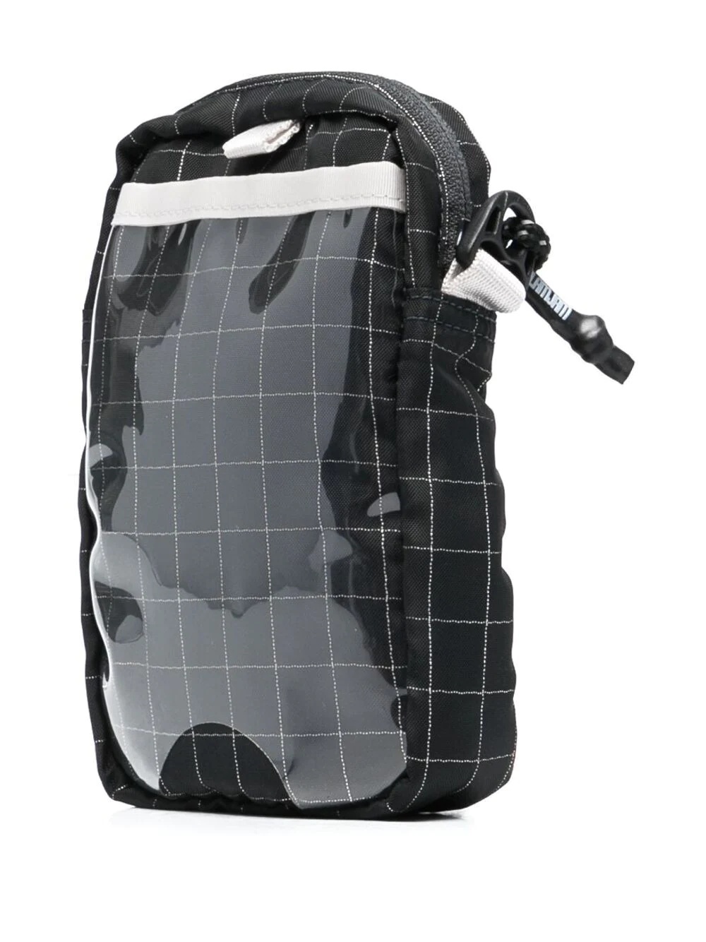 grid-print branded shoulder bag - 3