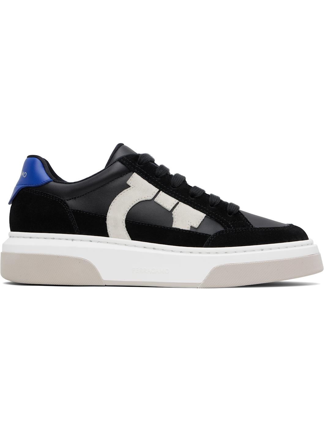 Black Low Cut Gancini Outline Sneakers - 1