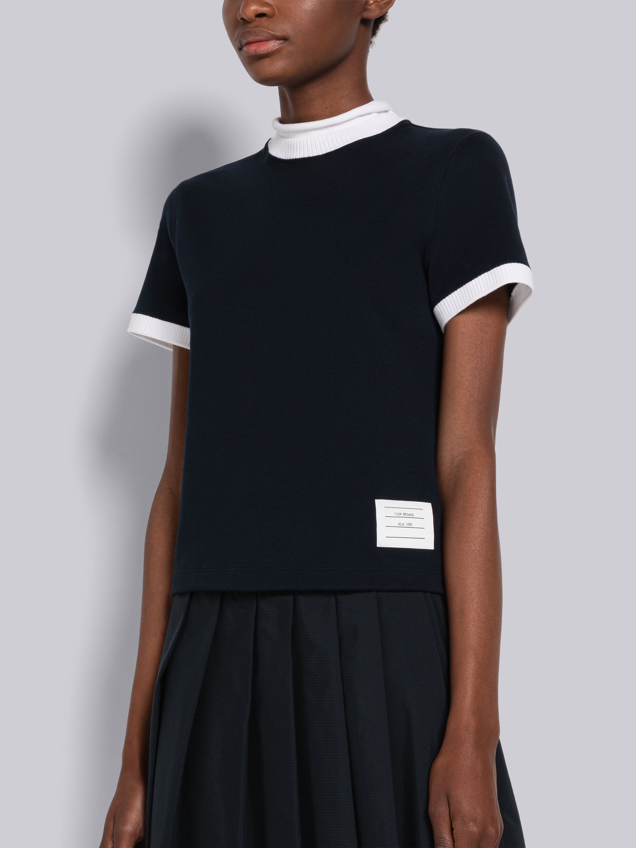 Cotton Milano Roll Neck Short Sleeve Tee - 2