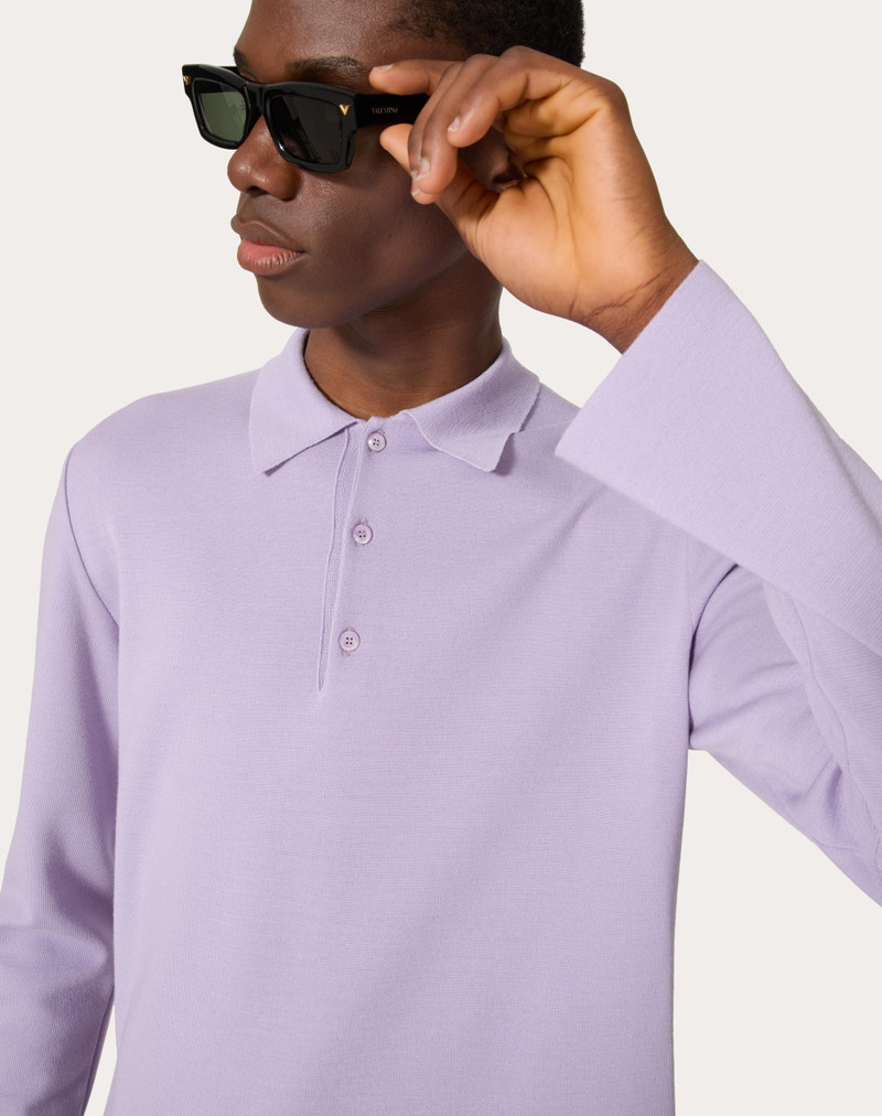 LONG-SLEEVE WOOL POLO SHIRT WITH VLOGO SIGNATURE EMBROIDERY 5