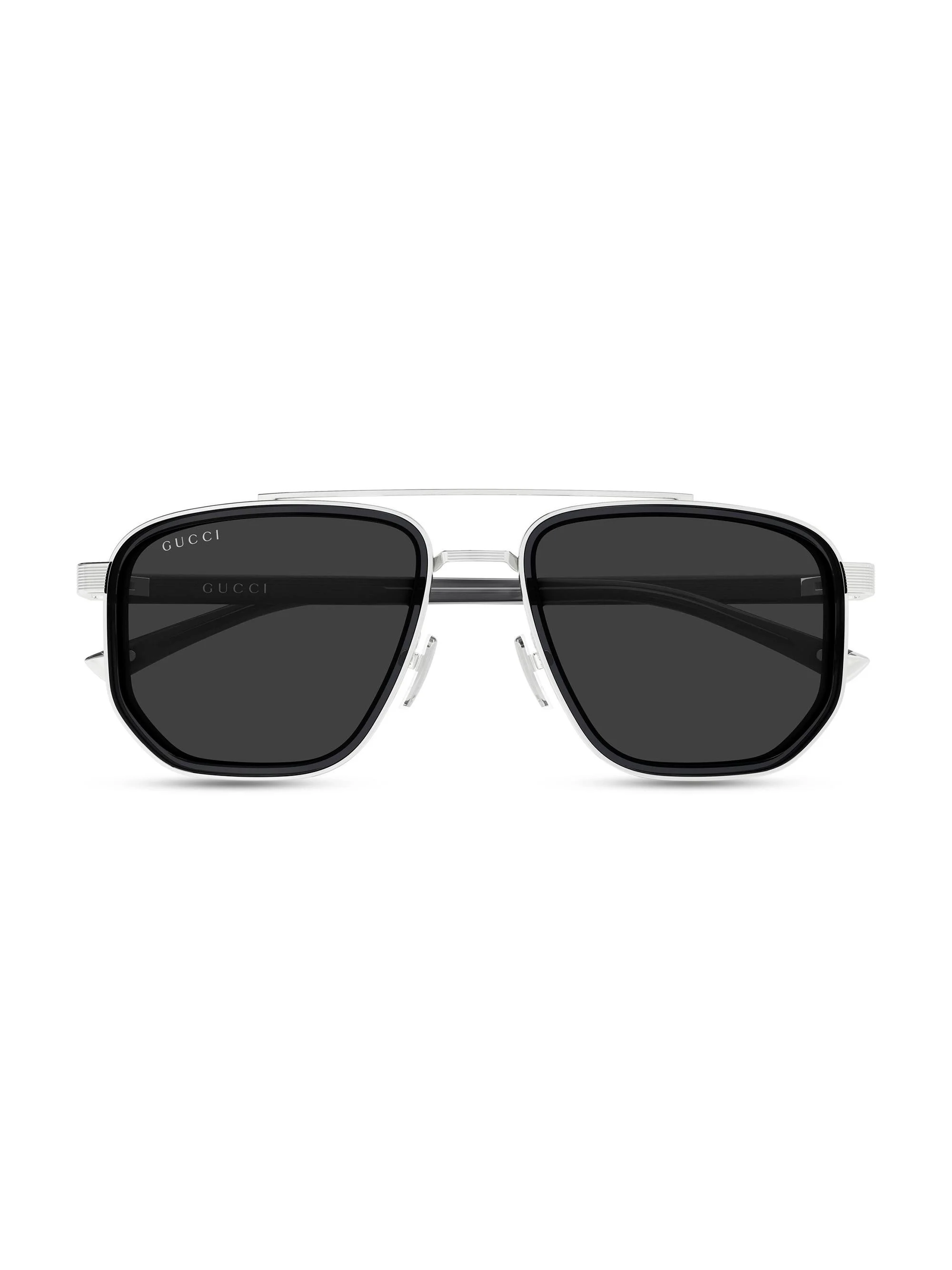 Men's Noble Tip 53MM Geometric Pilot Sunglasses - Silver Black - 1