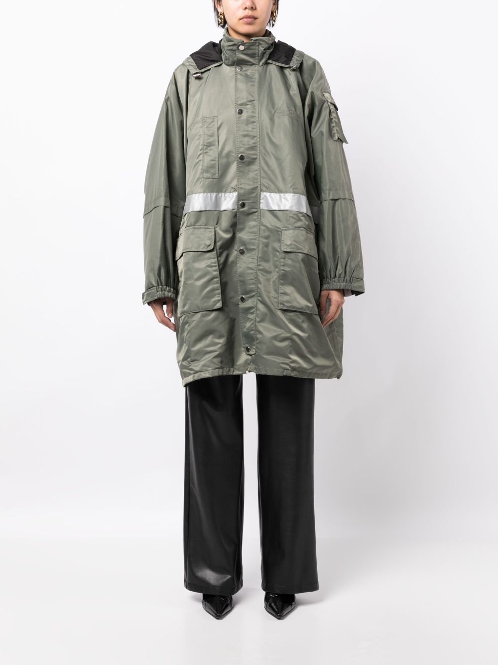 multi-pocket hooded parka coat - 2