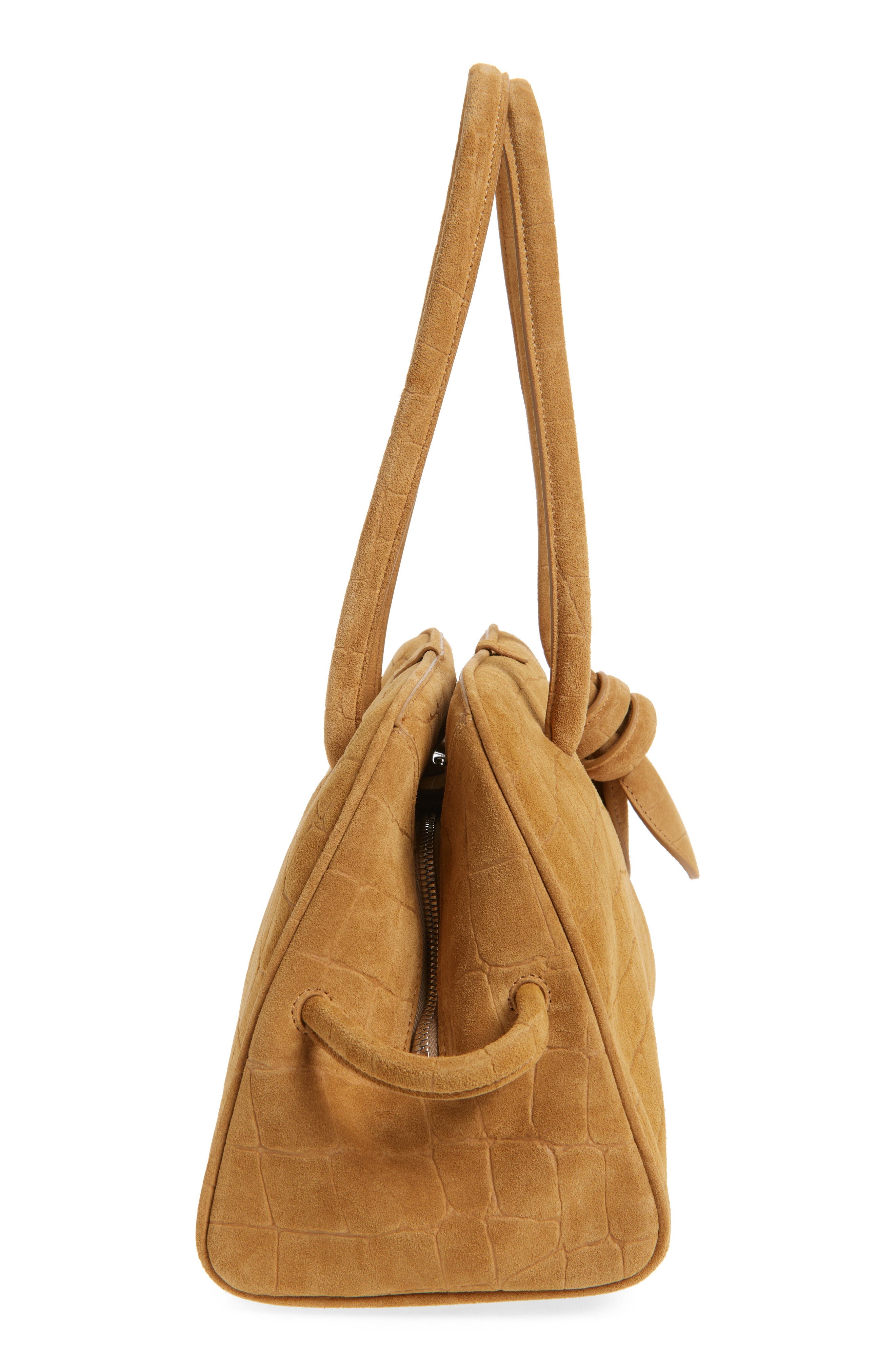 Jacquemus Le Turismo Croc Embossed Suede Bowling Bag in Camel at Nordstrom - 6