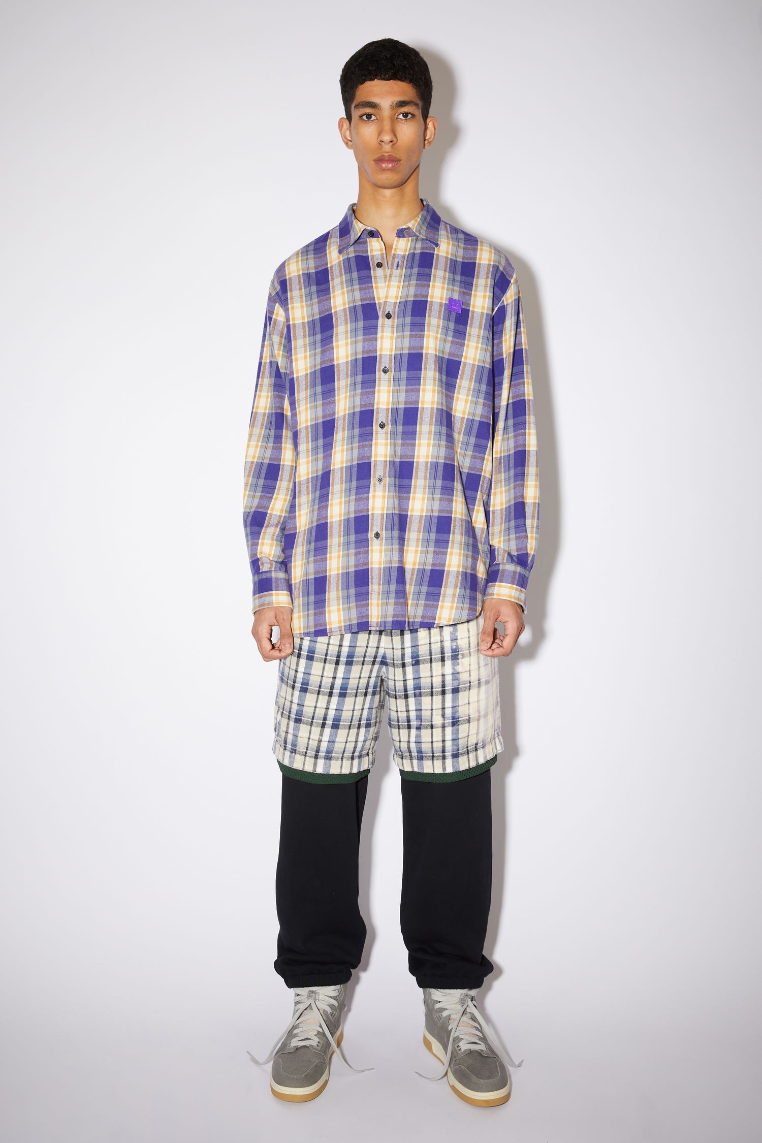 Flannel shirt - Purple/mustard yellow - 2