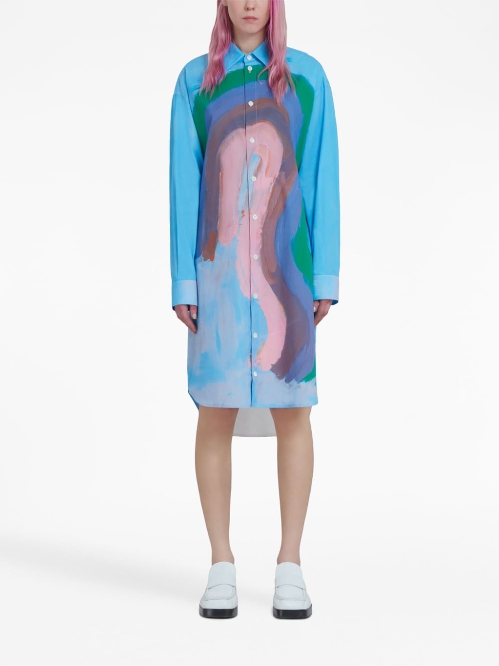 painted-design shirt dress - 2