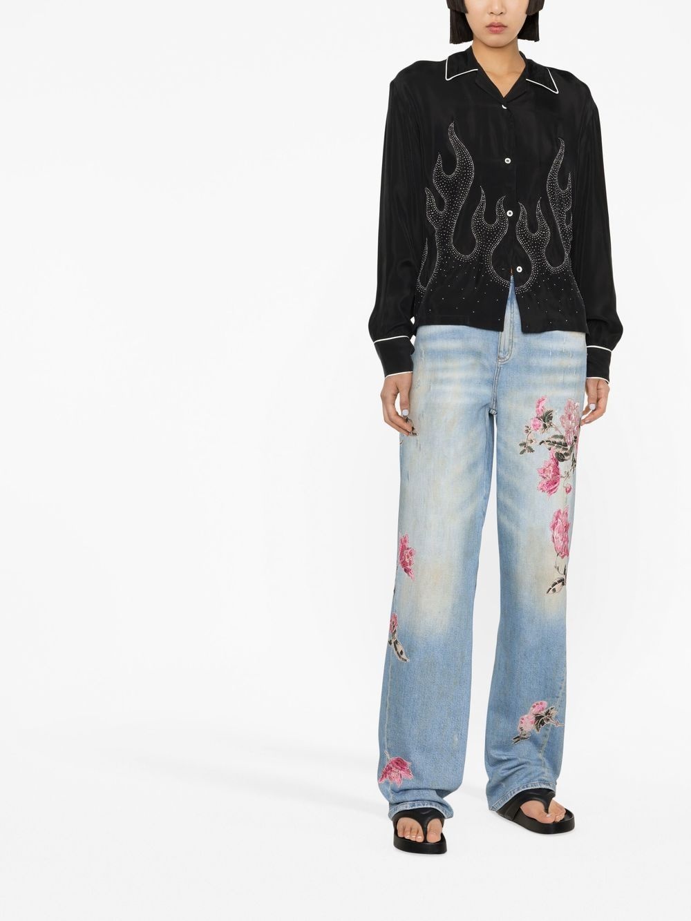 flame-embroidered shirt - 2