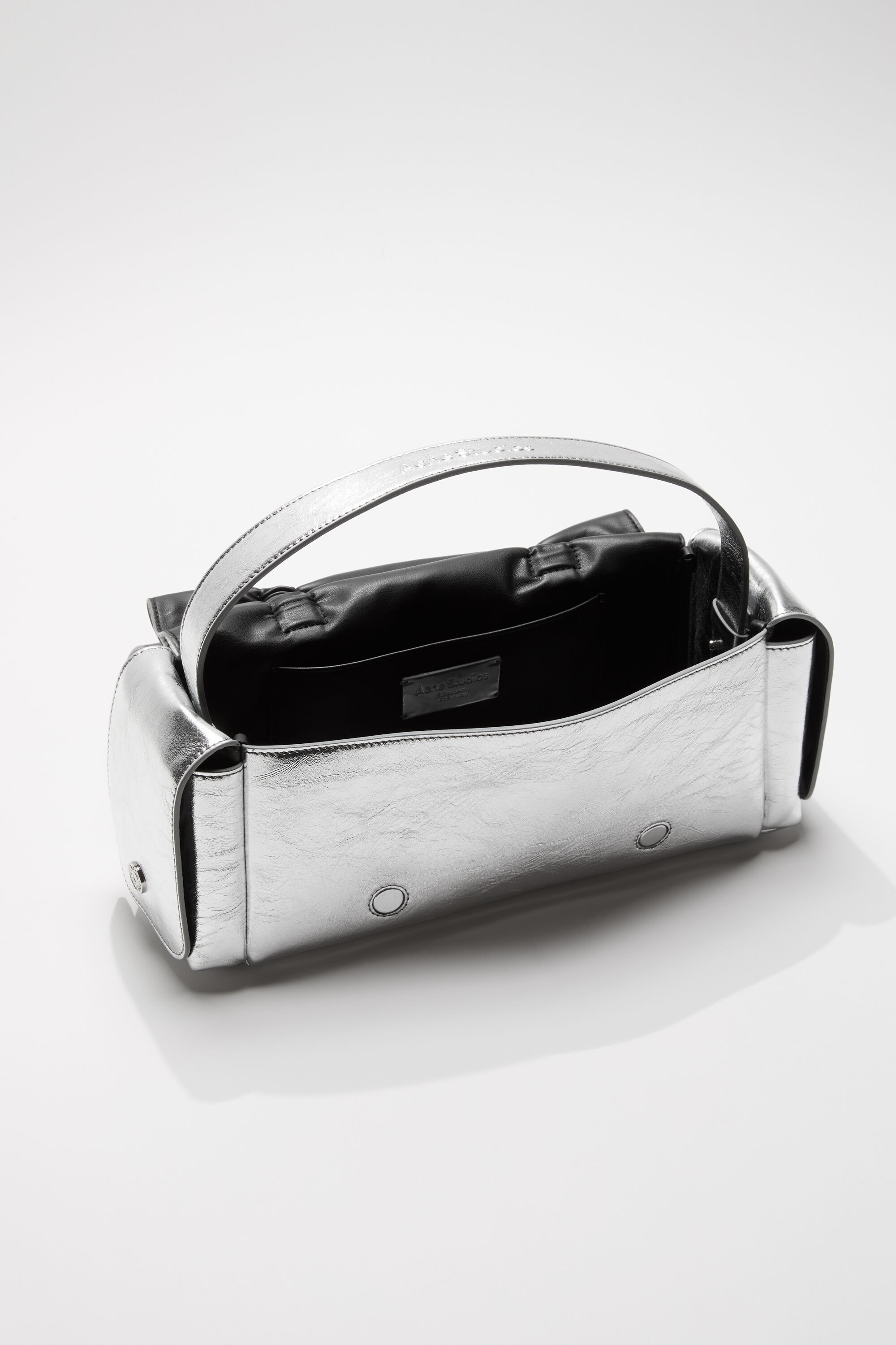 Multipocket metallic leather bag - Silver - 3