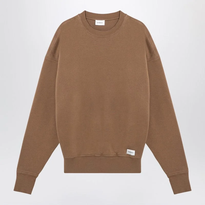 Saint Laurent Caramel Coloured Plush Cotton Sweatshirt Women - 1