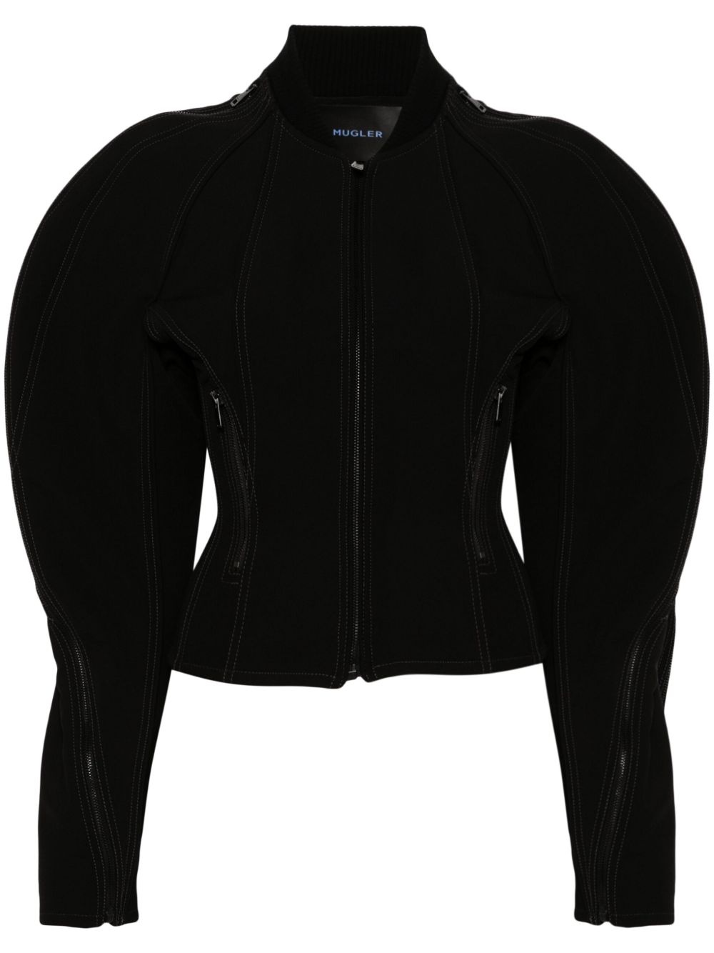 zipped sculpted sleeves jacket - 1