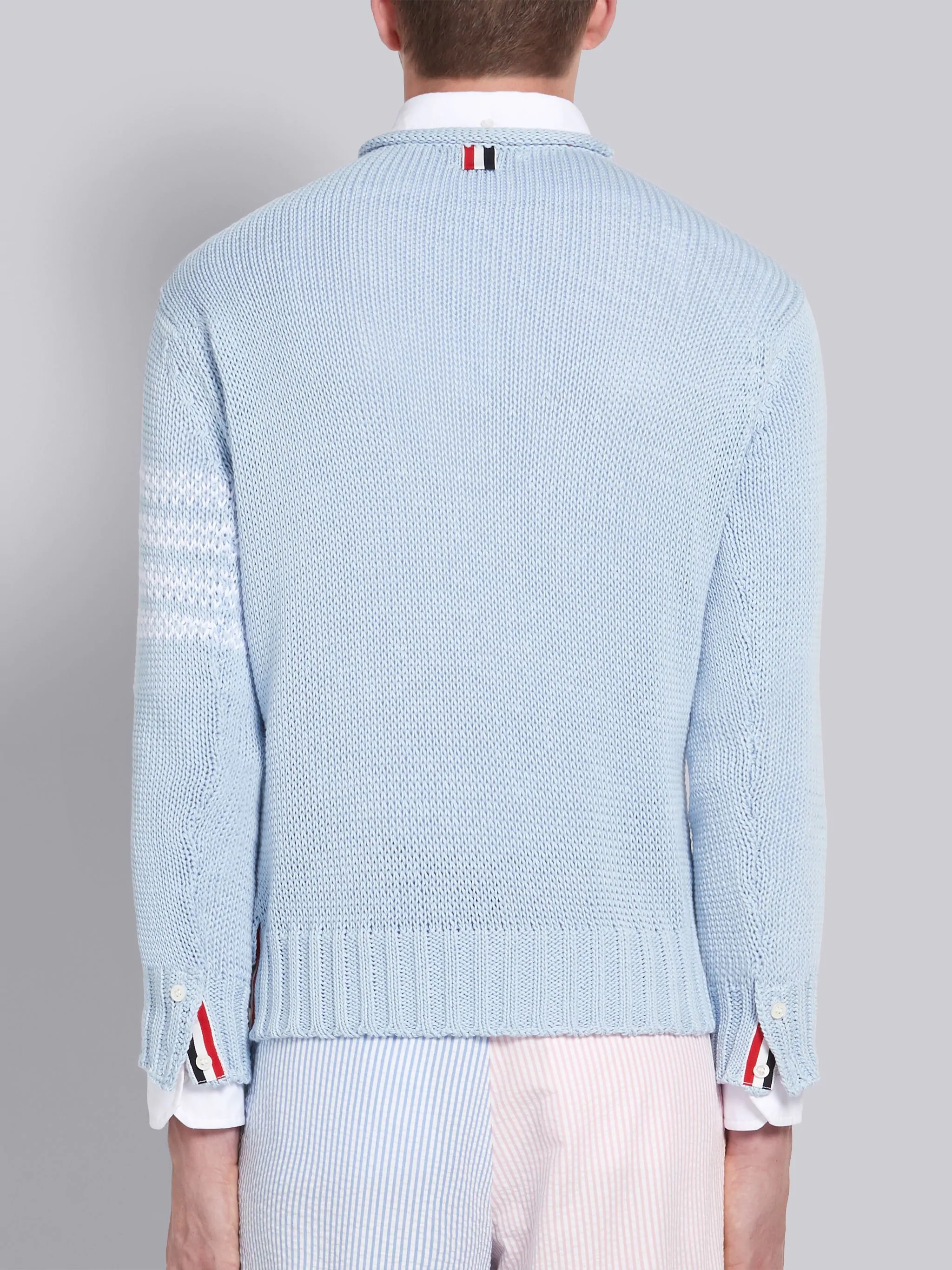 Blue Cotton Dolphin Intarisa Crewneck 4-Bar Pullover - 3