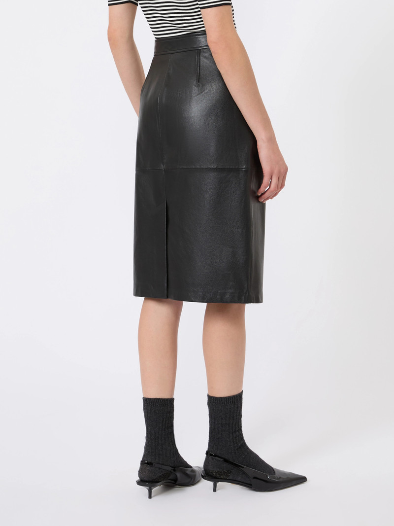TIMORE Hammered leather pencil skirt - BLACK 4