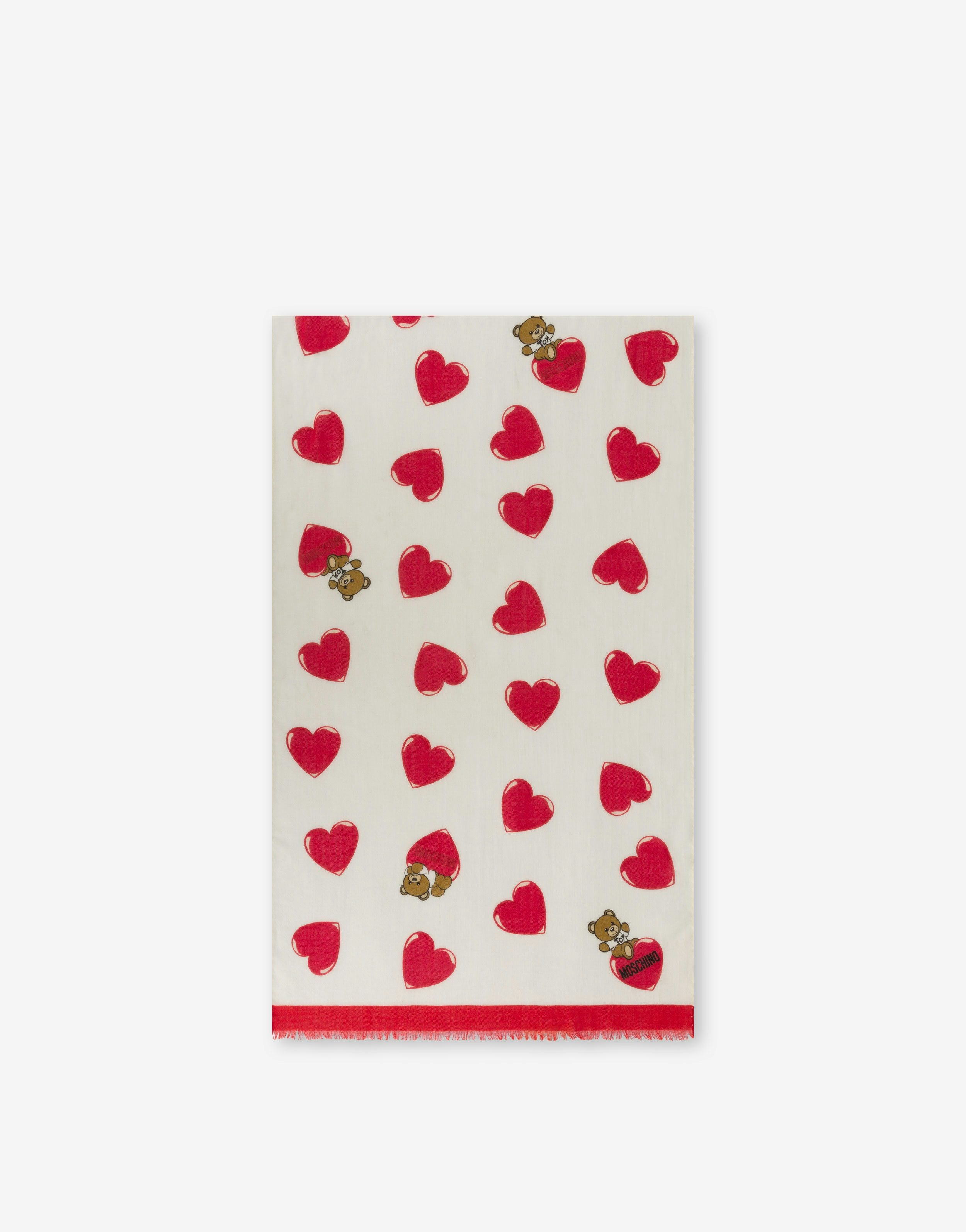 ALLOVER RED HEARTS WOOL STOLE - 1