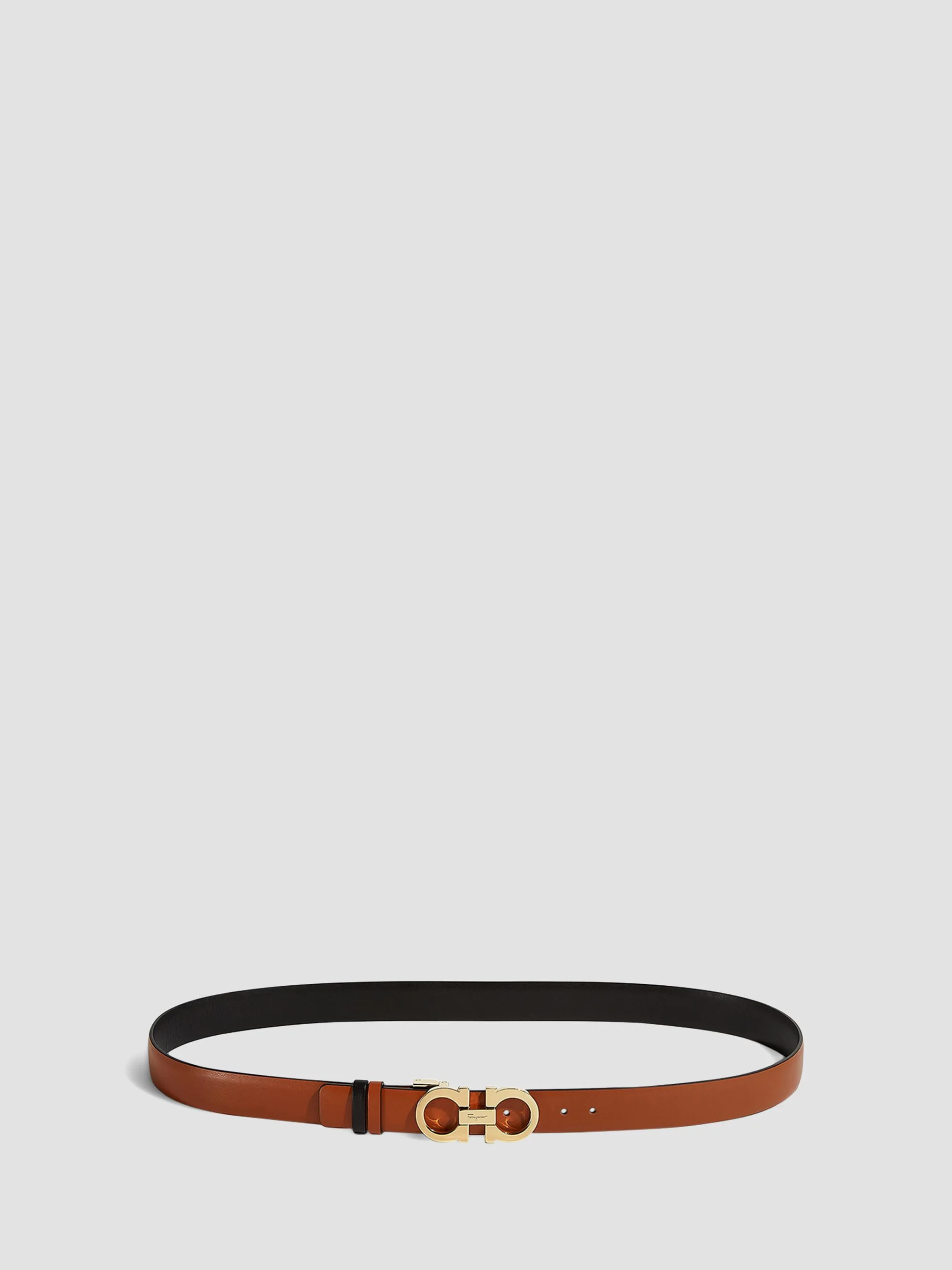 Women's Donna Gancini Reversible Leather Belt - Sella Nero - 1