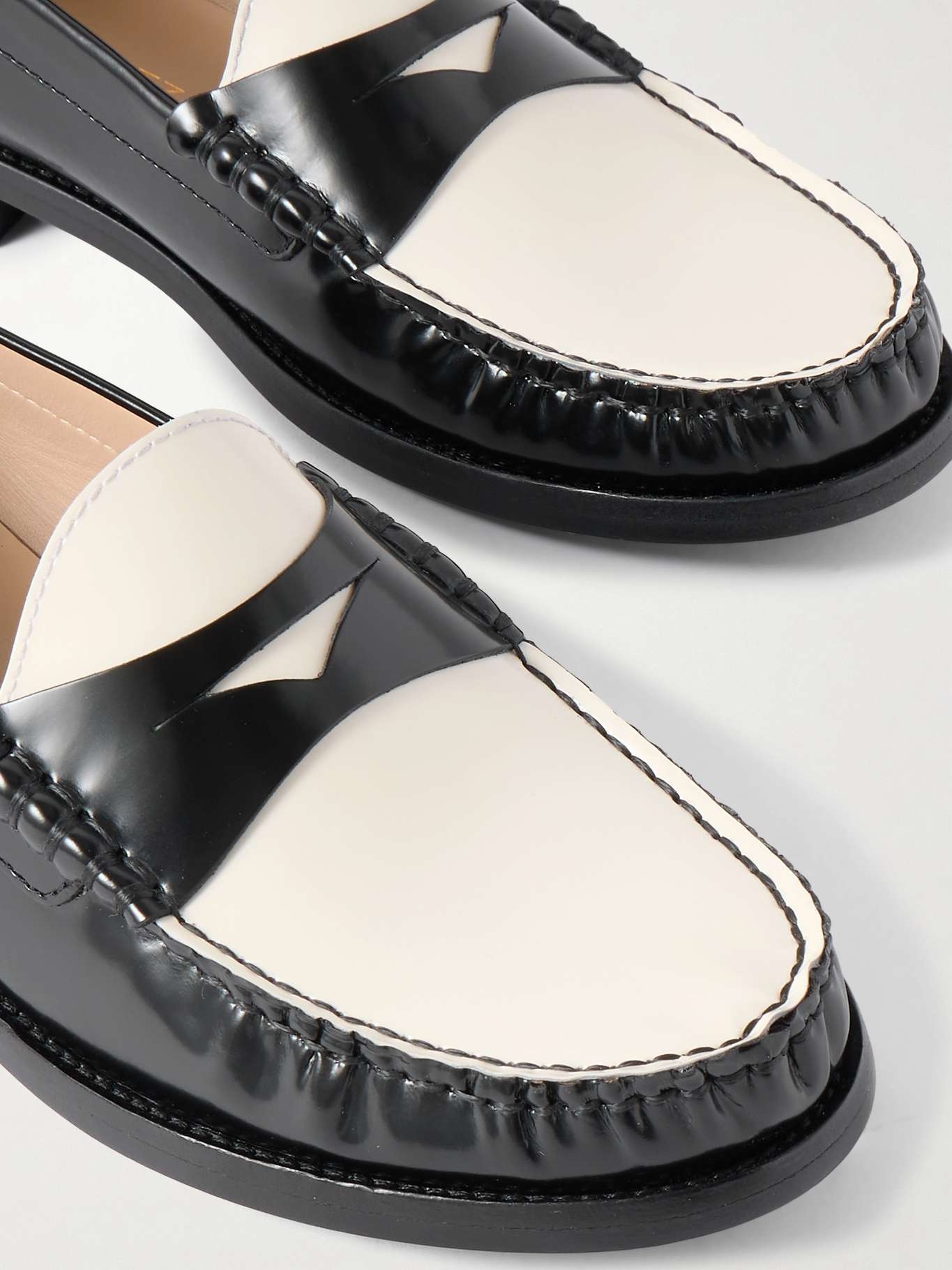 Lottie two-tone leather loafers Black - 4