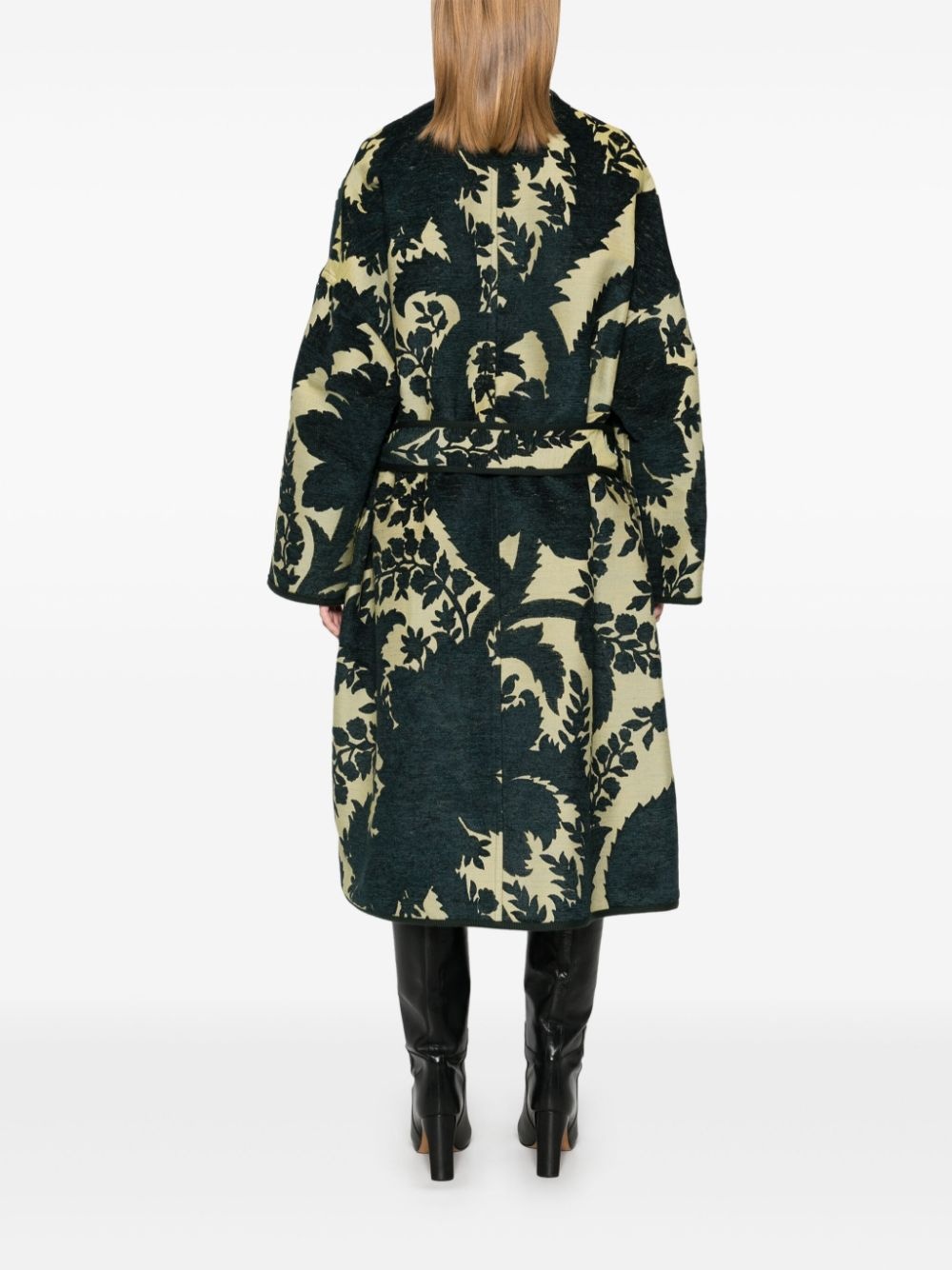 floral-jacquard coat - 4