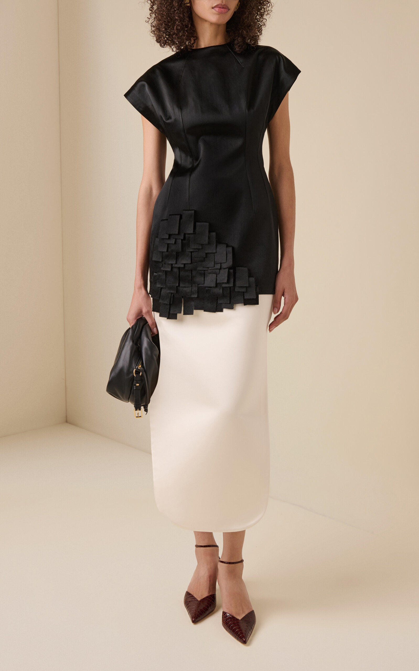 Satin Top With Rectangle Detail black - 3
