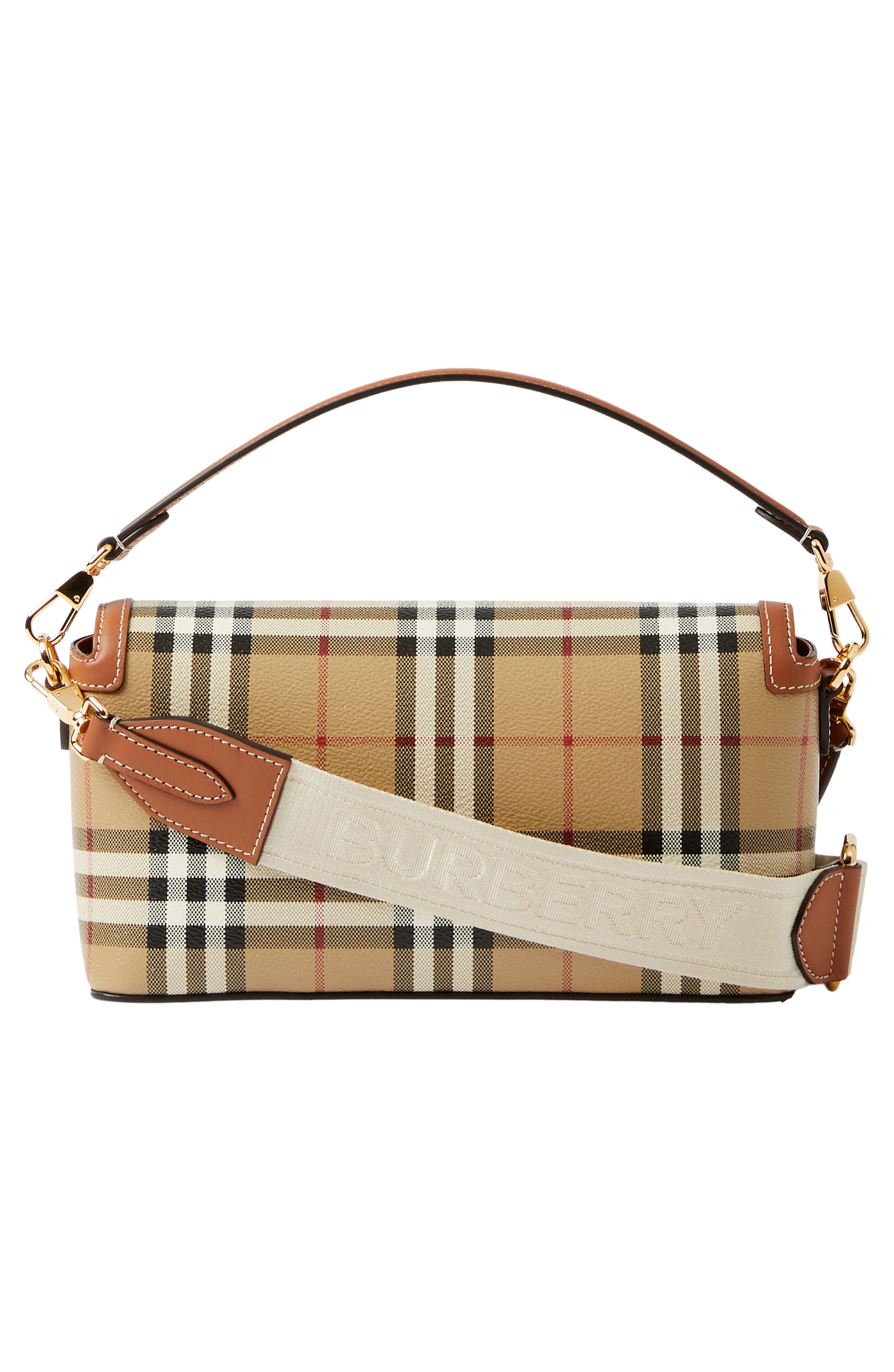 Small Note Check & Leather Crossbody Bag - 3