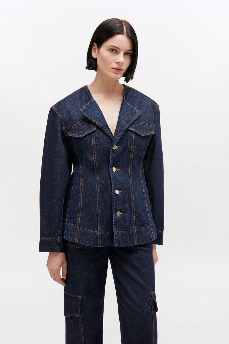 GANNI DARK RINSE DENIM BLAZER outlook