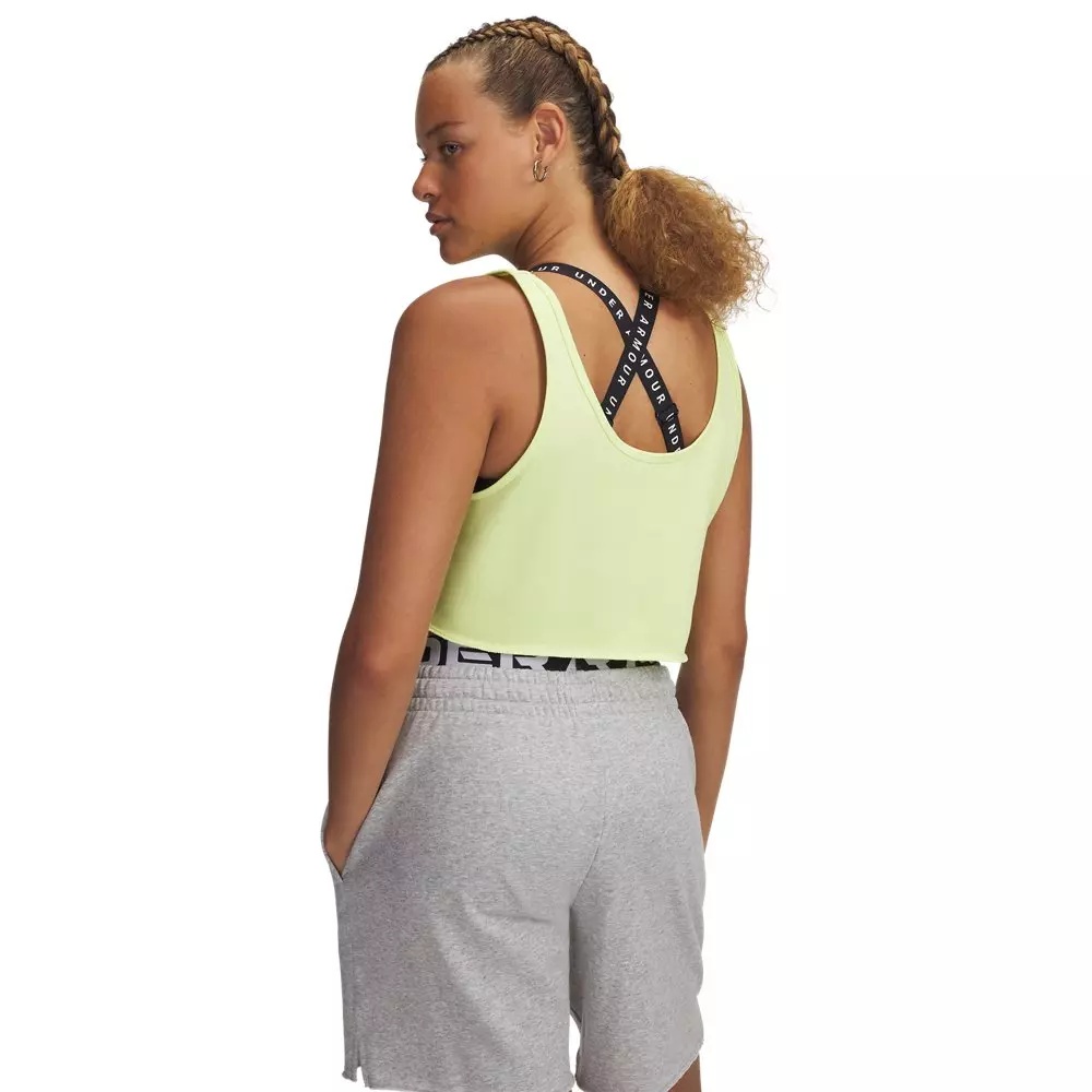 Women's UA Icon Terry Crop Tank - Yellow/White - 2