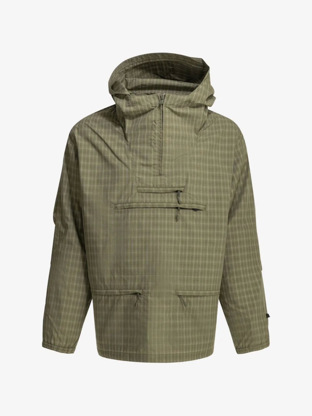 check-pattern hooded coat - 1