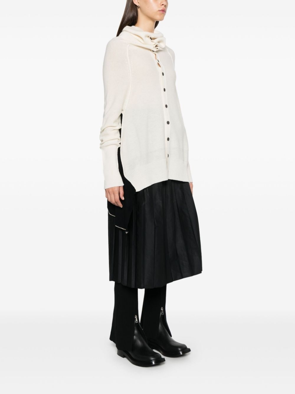 draped-detail cardigan - 3