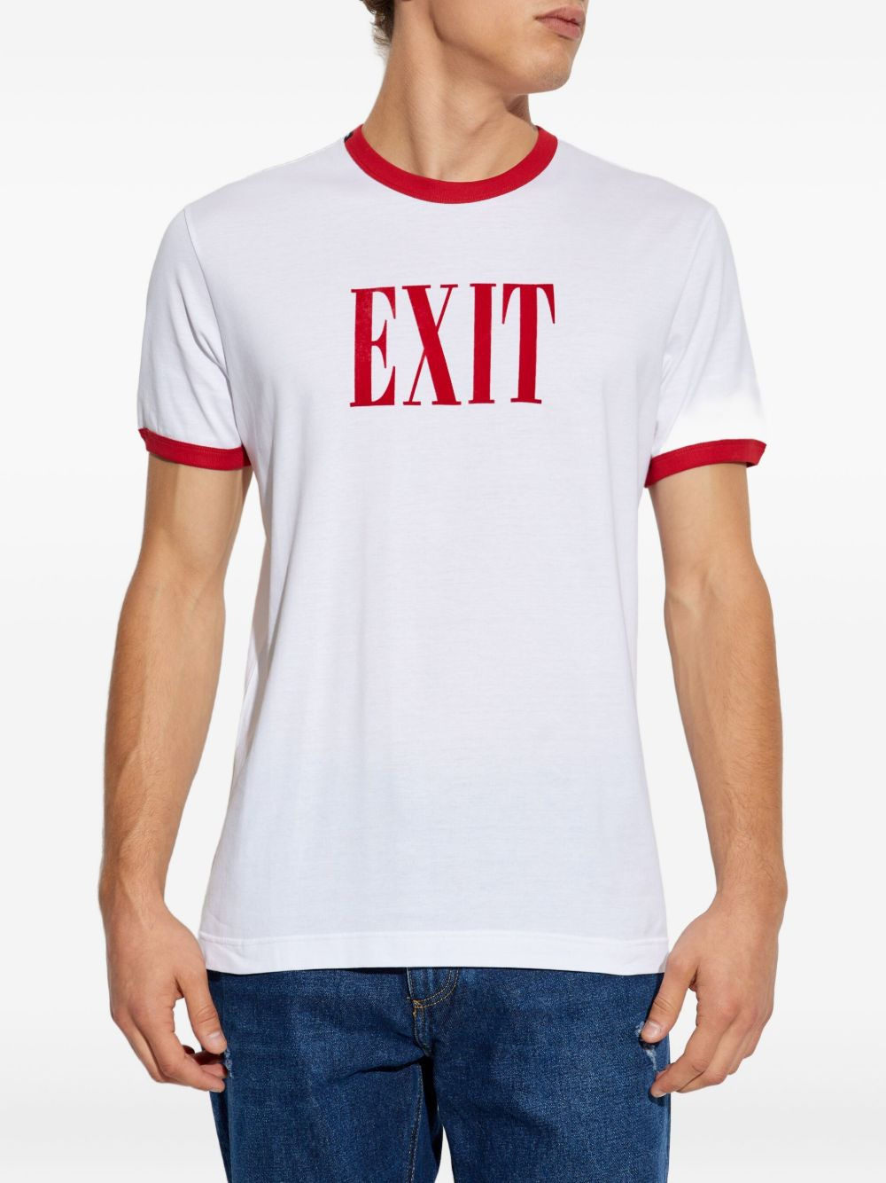 Exit-print  ringer T-shirt - 3