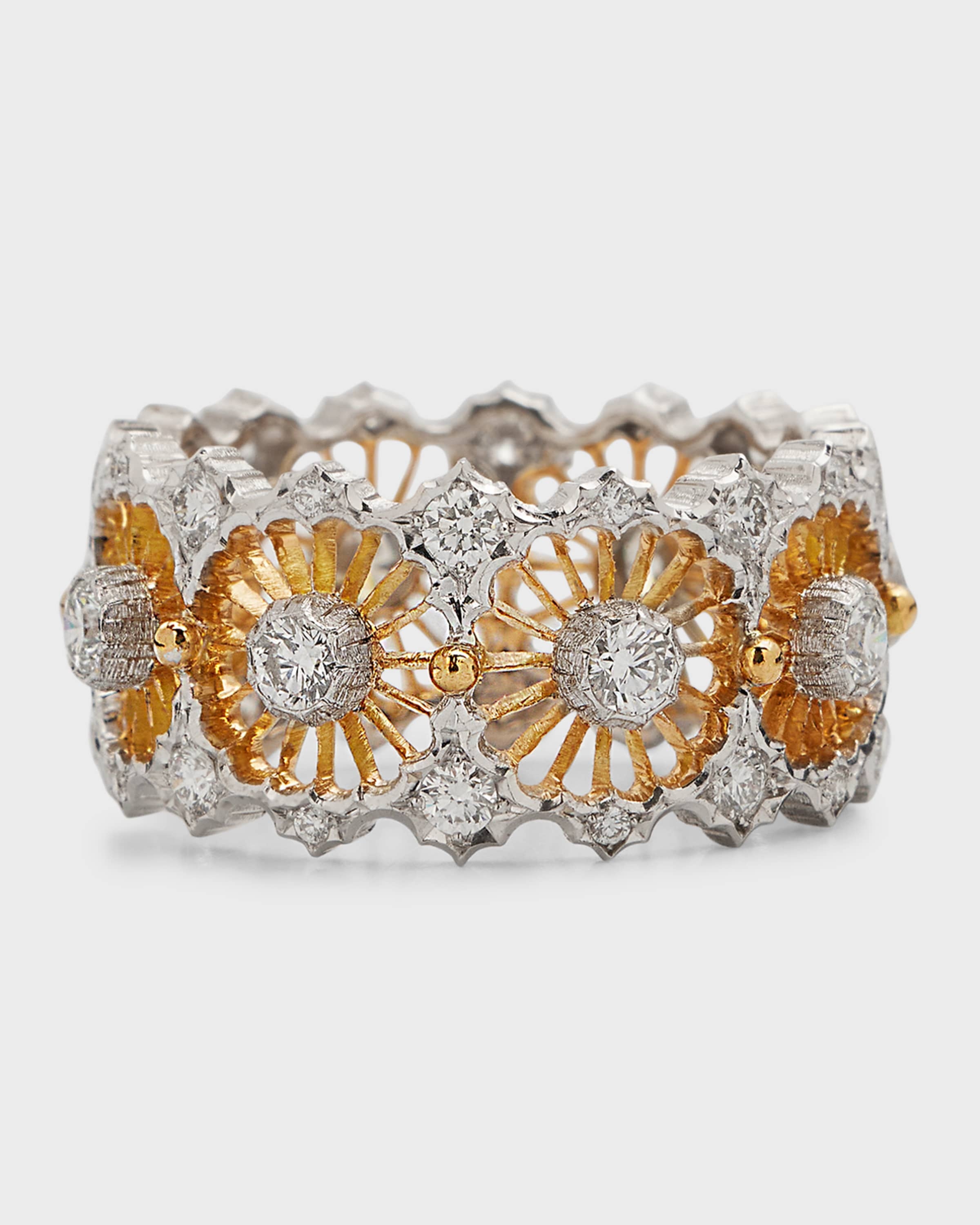Purchase Buccellati Eternelle ring, white gold, yellow gold and diamonds