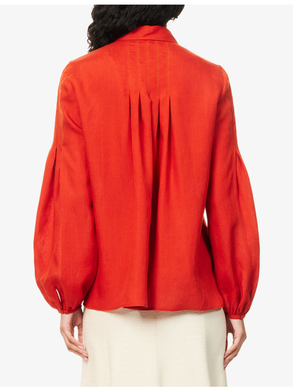 Inga Balloon-Sleeve Linen Blouse - 4