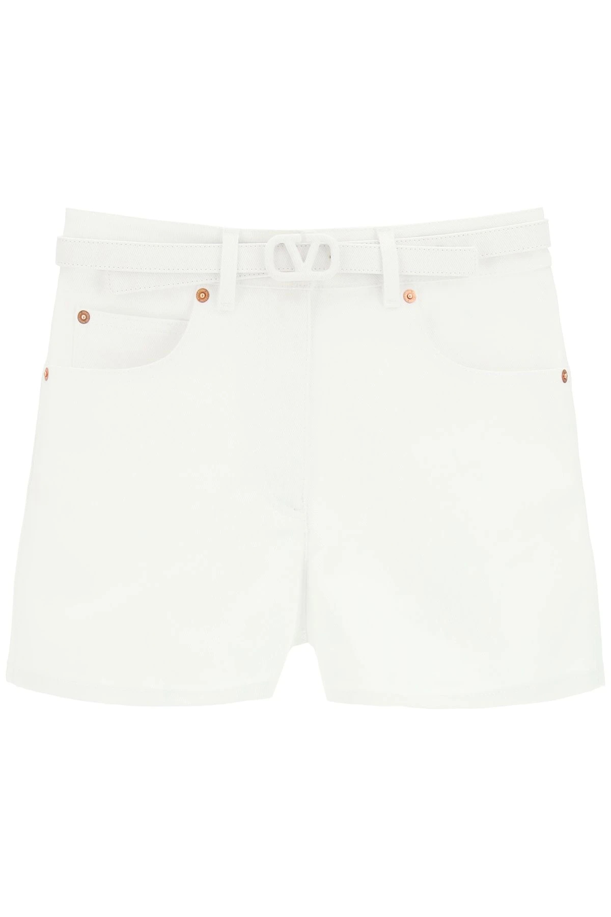 VLOGO SIGNATURE BELT DENIM SHORTS - 1