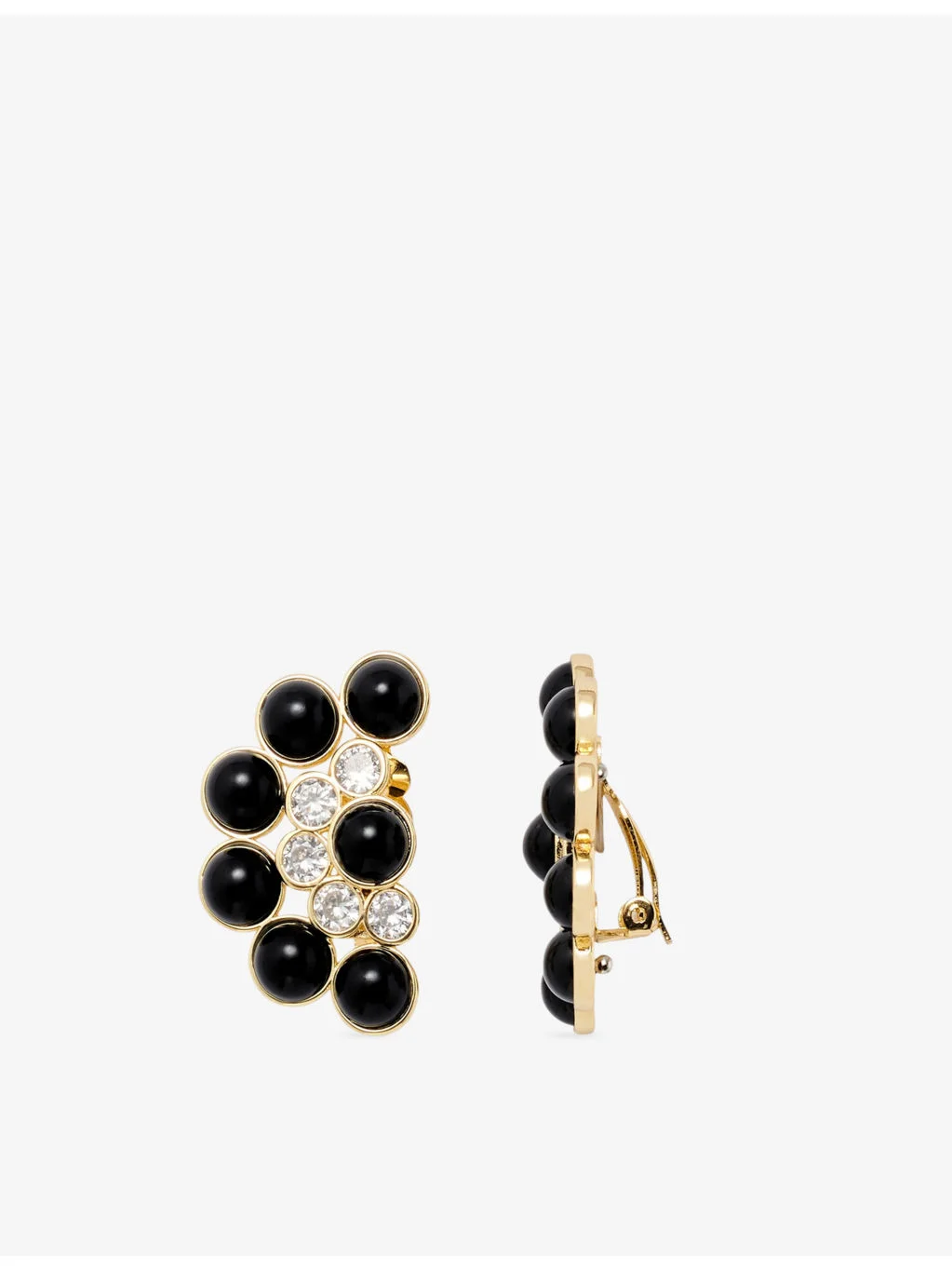 Beaded Brass Stud Earrings - 1