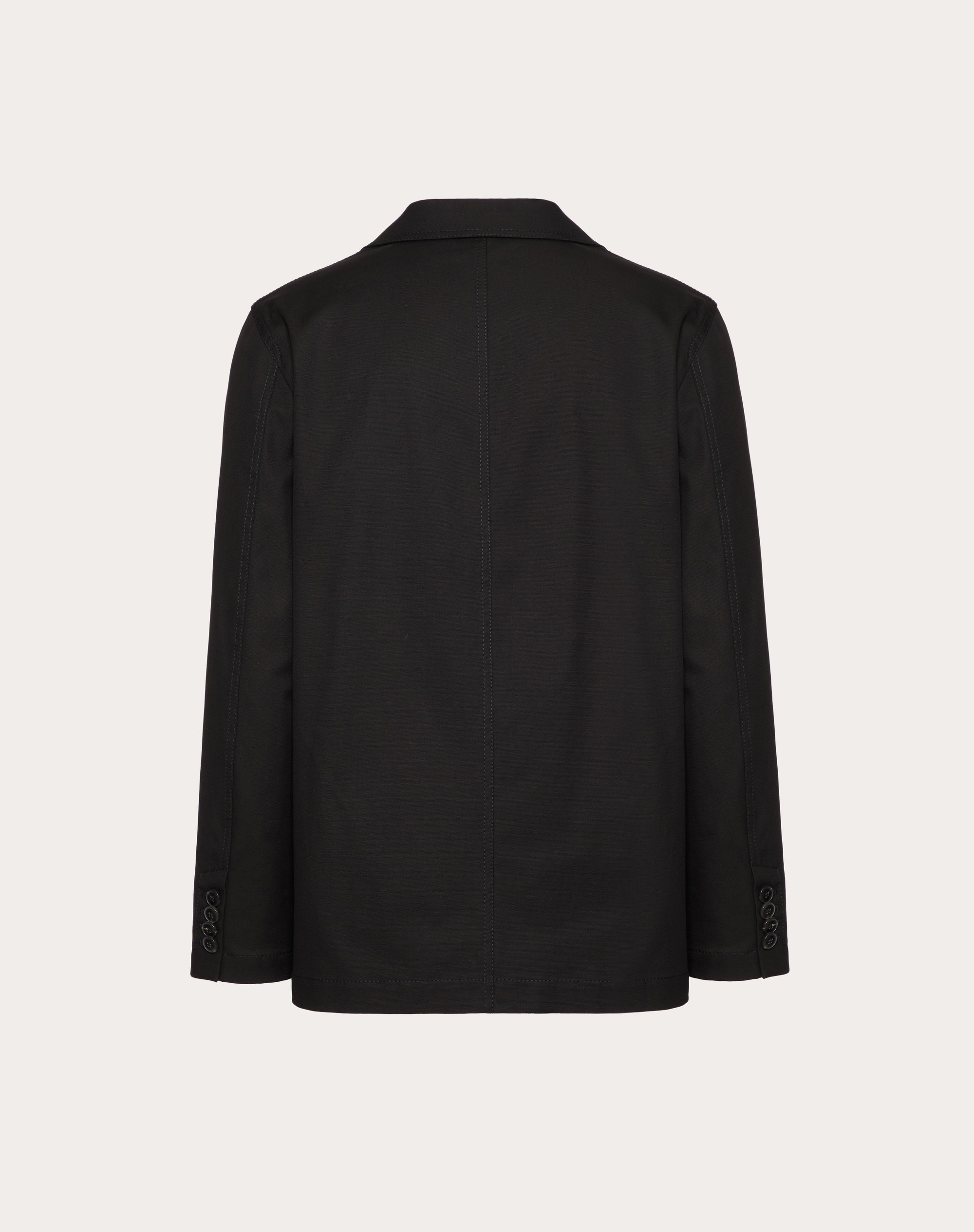 SINGLE-BREASTED STRETCH COTTON CANVAS JACKET WITH RUBBERIZED V DETAIL - 2